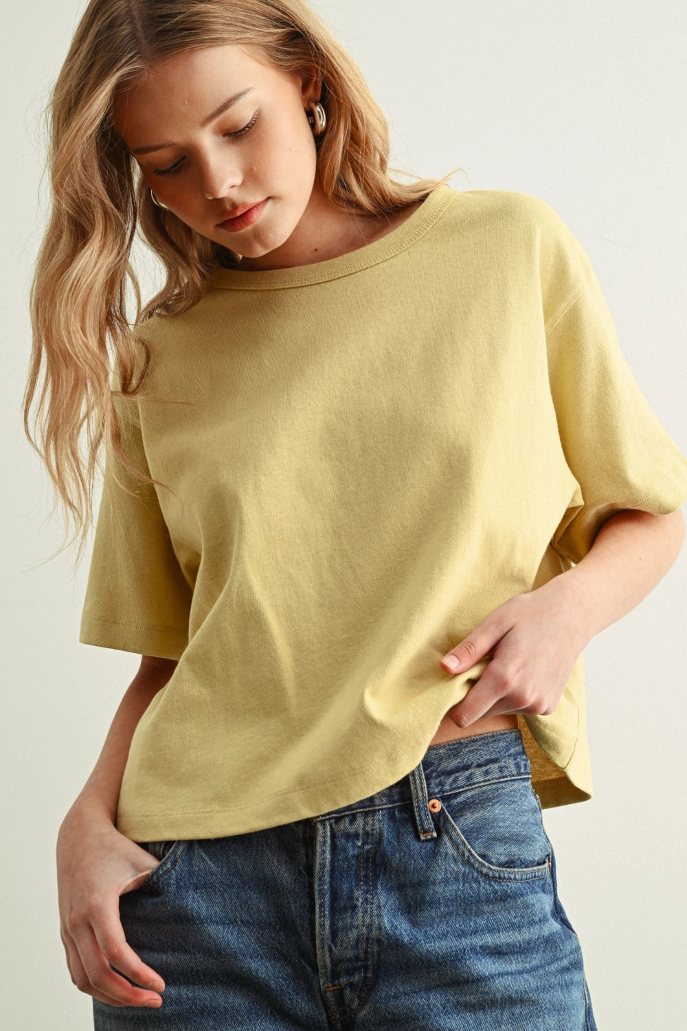 Boxy Linen Tee - Lemon