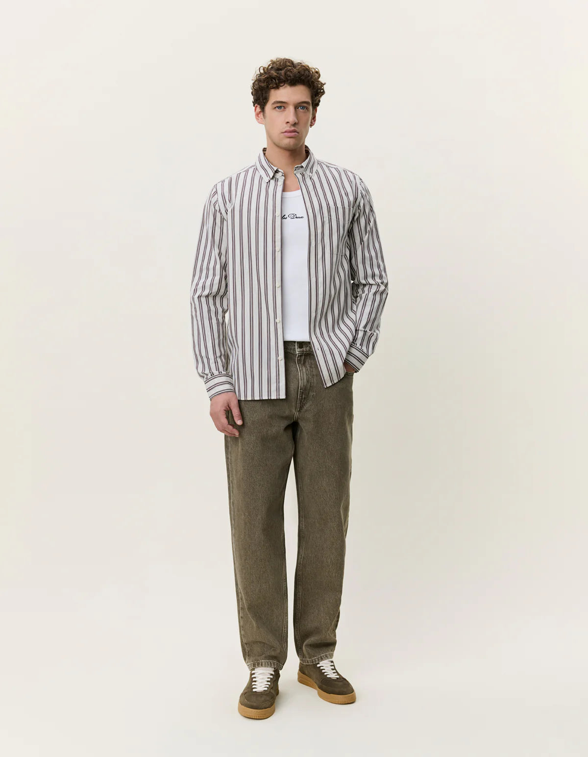 Stripe Poplin Shirt - Fudge