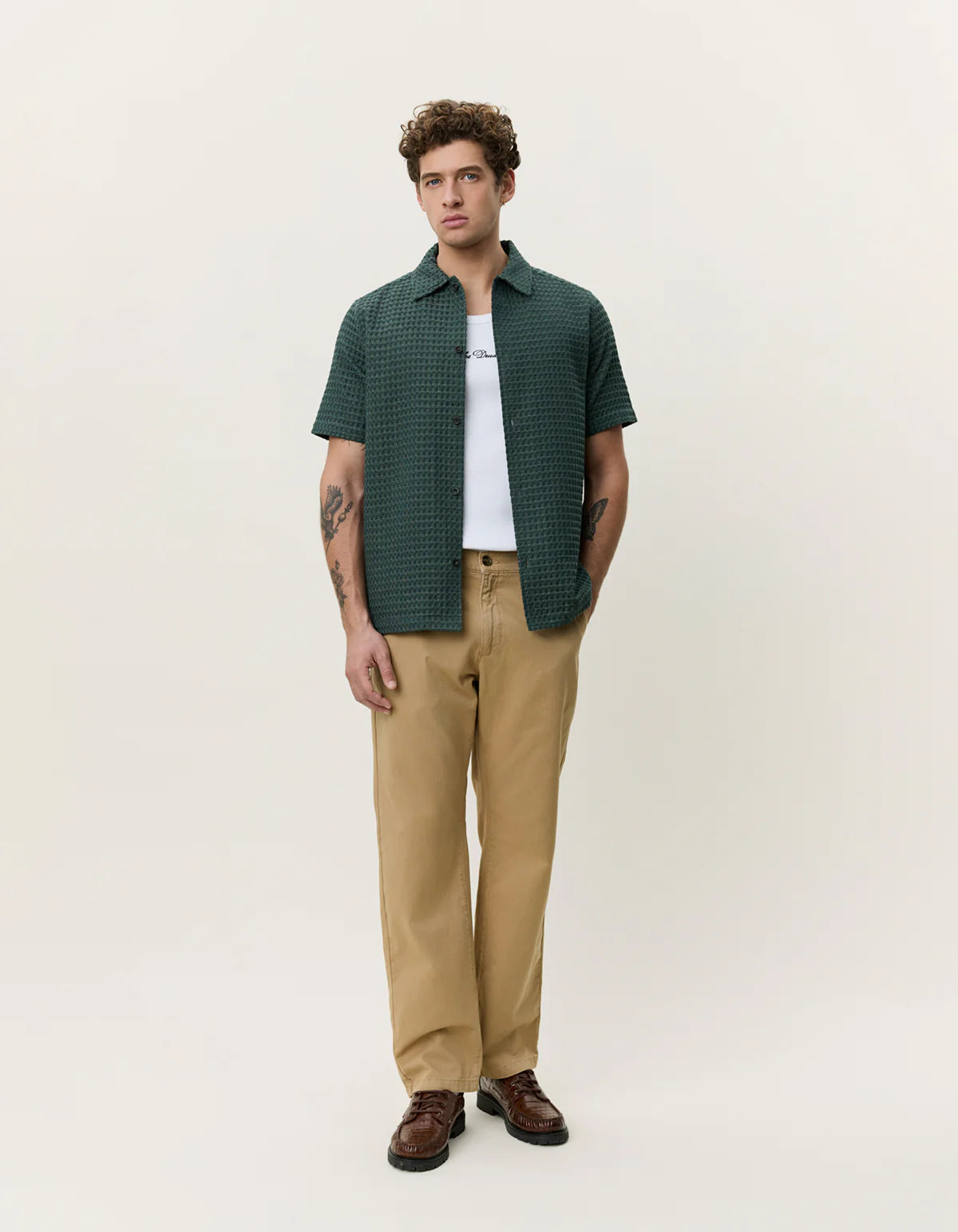 Check Seersucker Short Sleeve Shirt - Pine Green