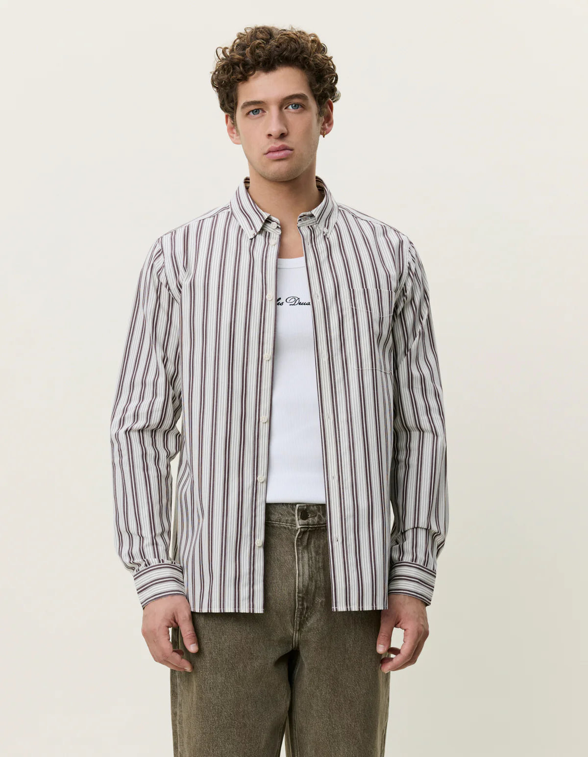 Stripe Poplin Shirt - Fudge