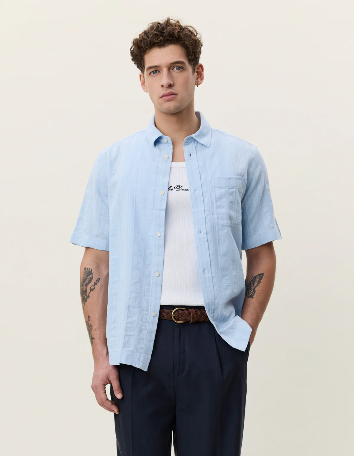 Structured Short Sleeve Shirt - Skyway Blue