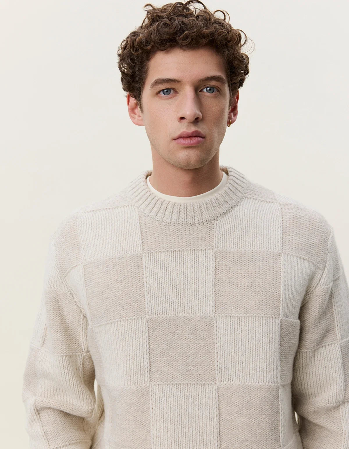 Check Knit - Eggnog White