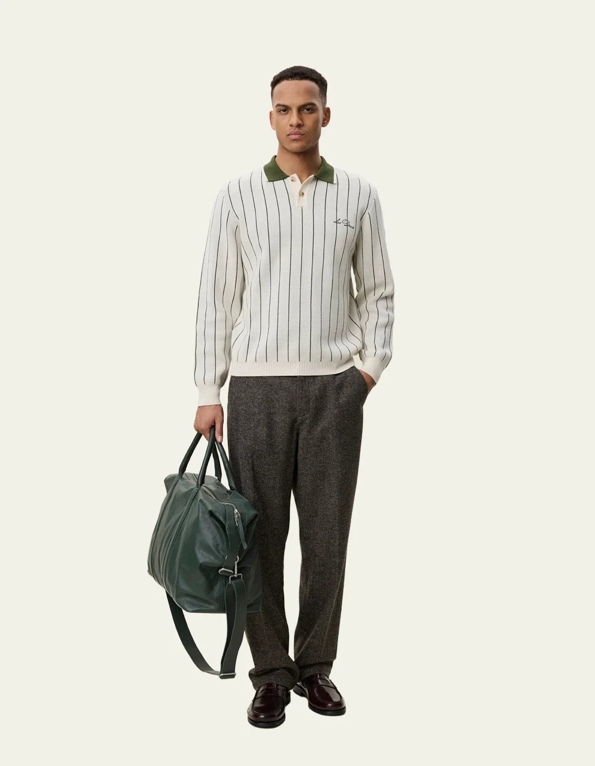 Signature Knitted Long Sleeve Polo - Ivory