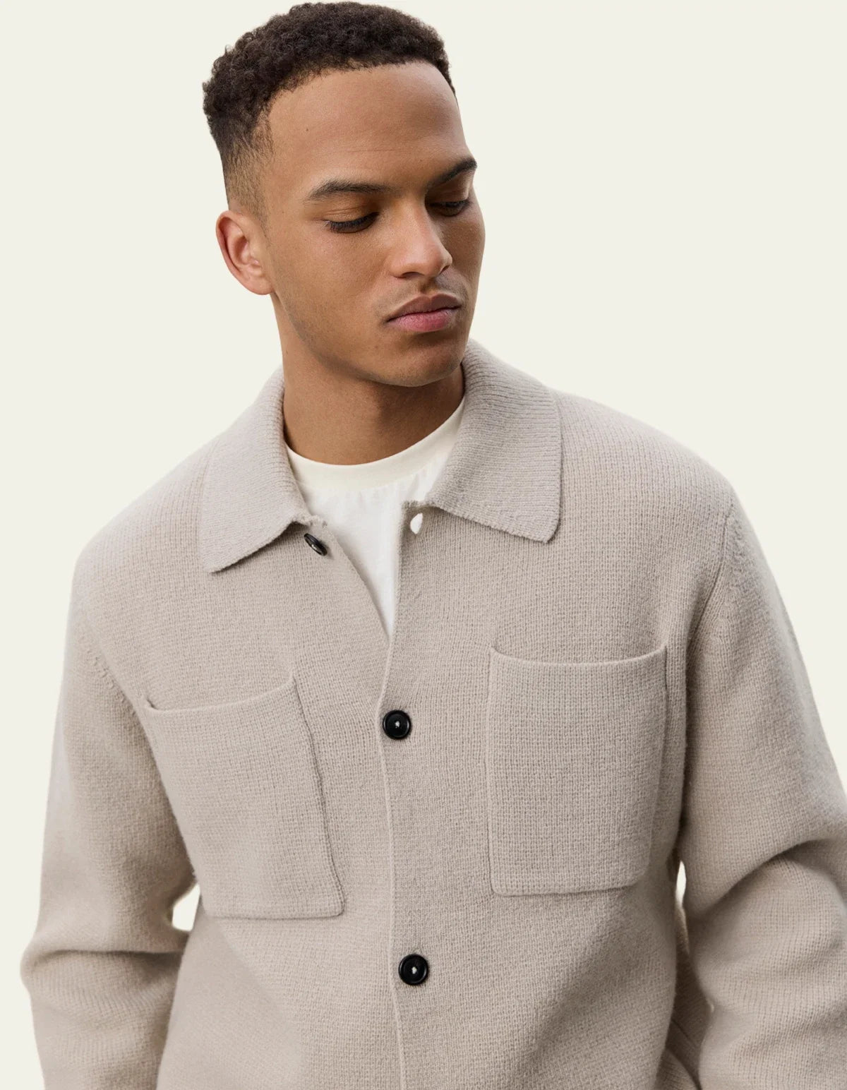 Milano Knit Overshirt - Light Sand