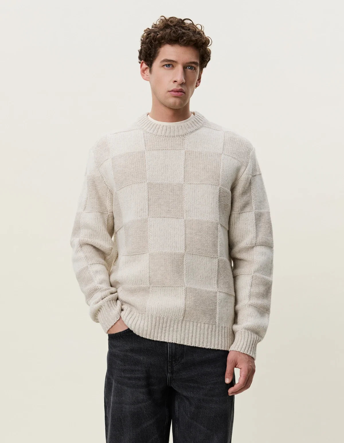 Check Knit - Eggnog White