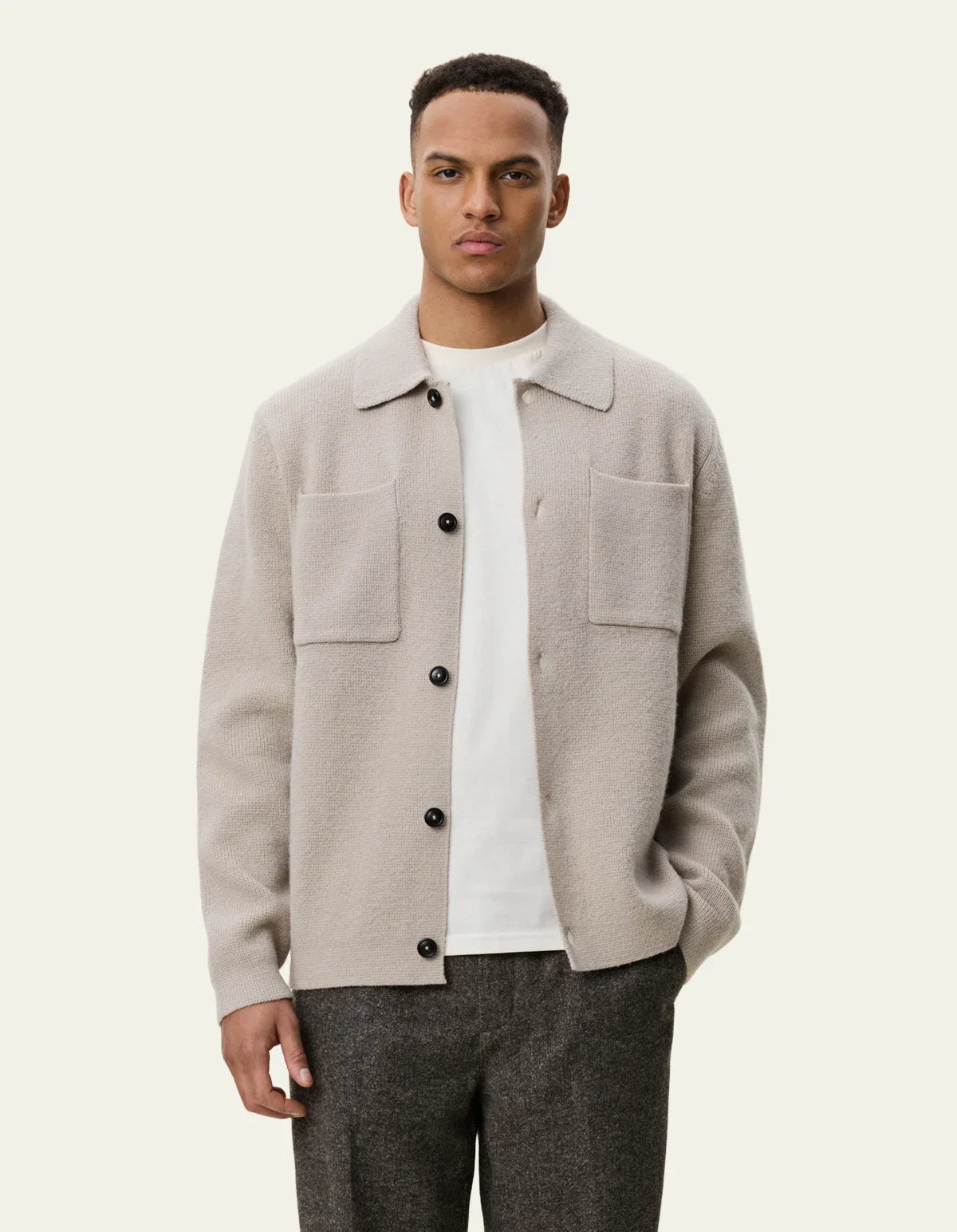 Milano Knit Overshirt - Light Sand
