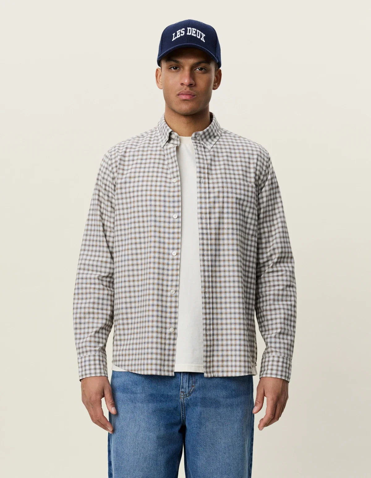 Two Tone Mini Check Shirt - Shopping Bag Brown