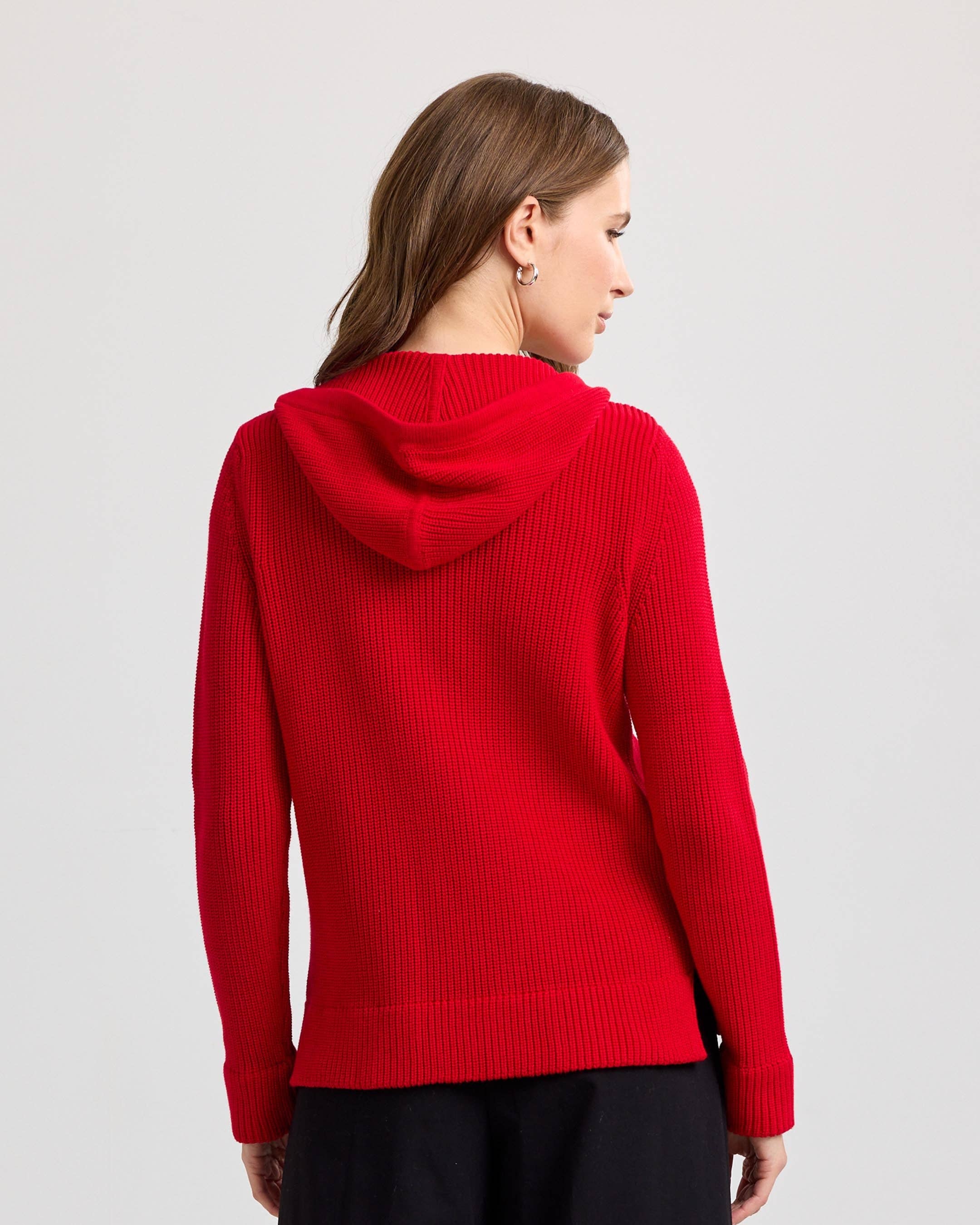 Cotton Fisherman Hoodie - Red