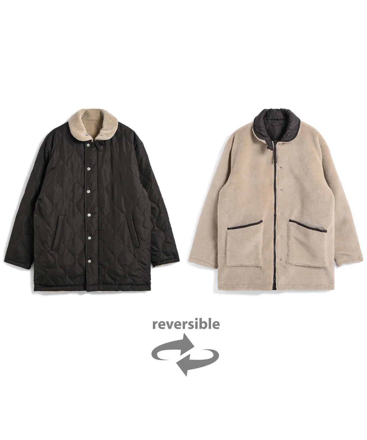 Unisex Military Reversible Down + Boa N-1 Type Jacket