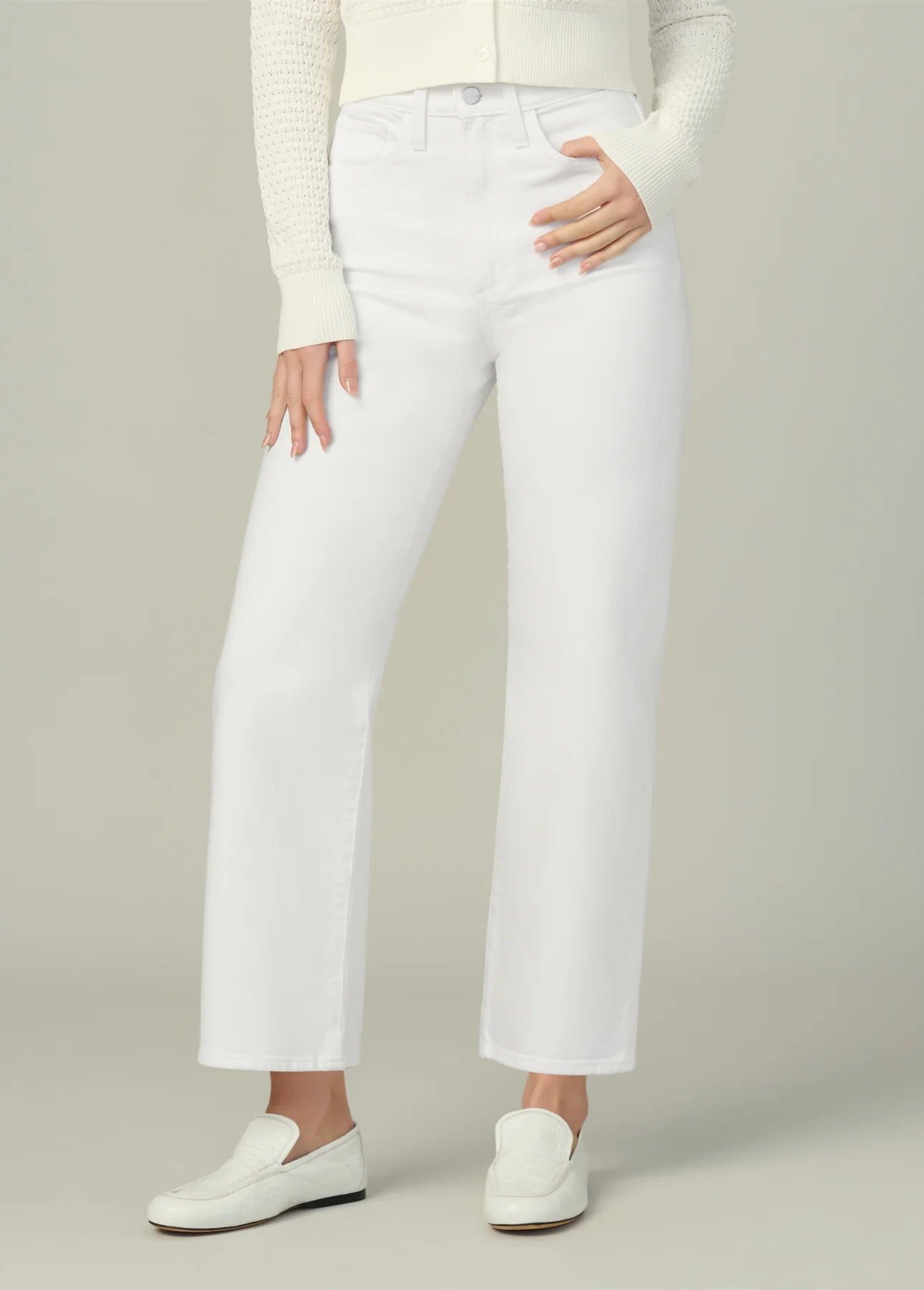 The Margot Crop - High Rise Straight - White