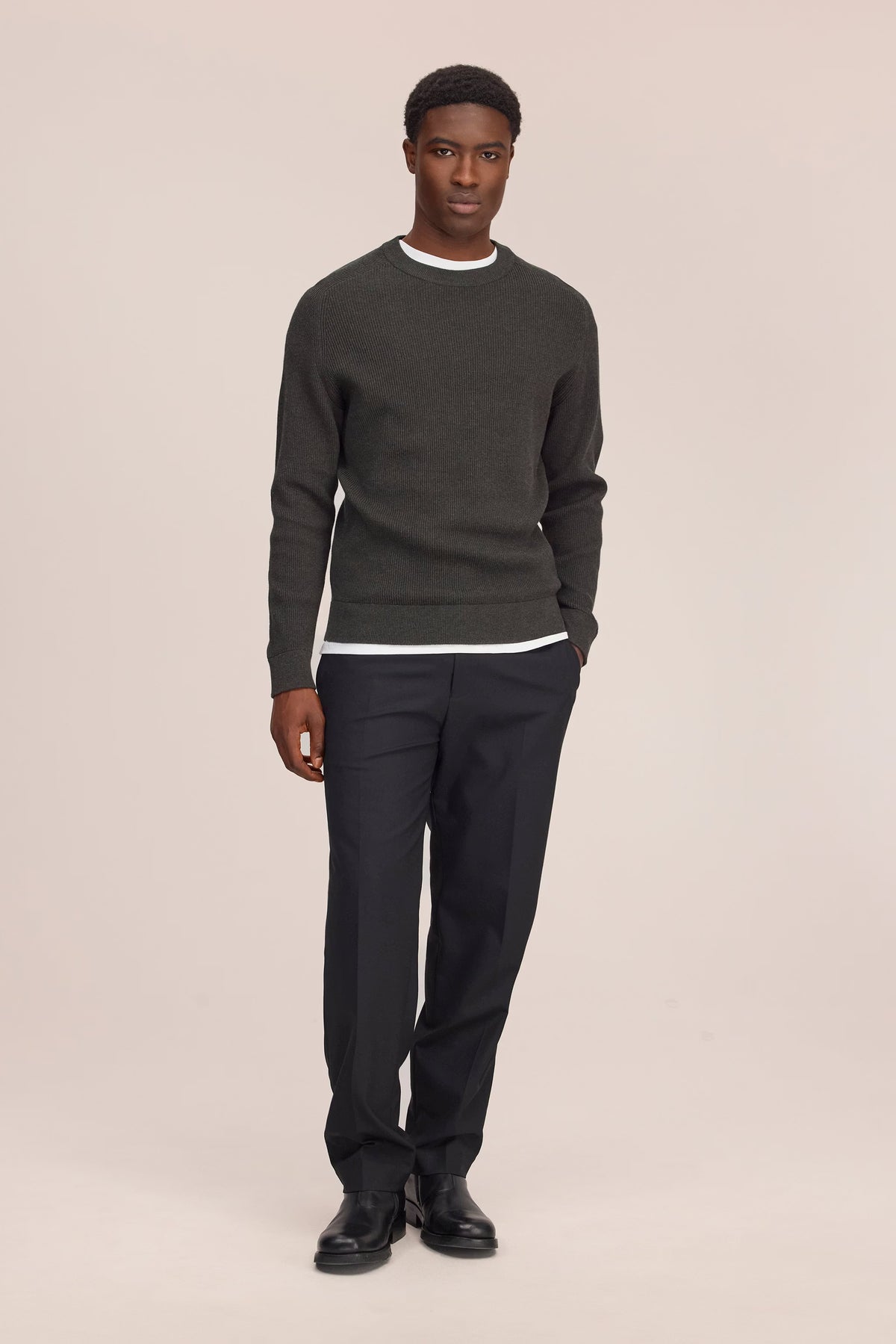 Kevin Ribbed Organic Cotton Sweater - Dark Army