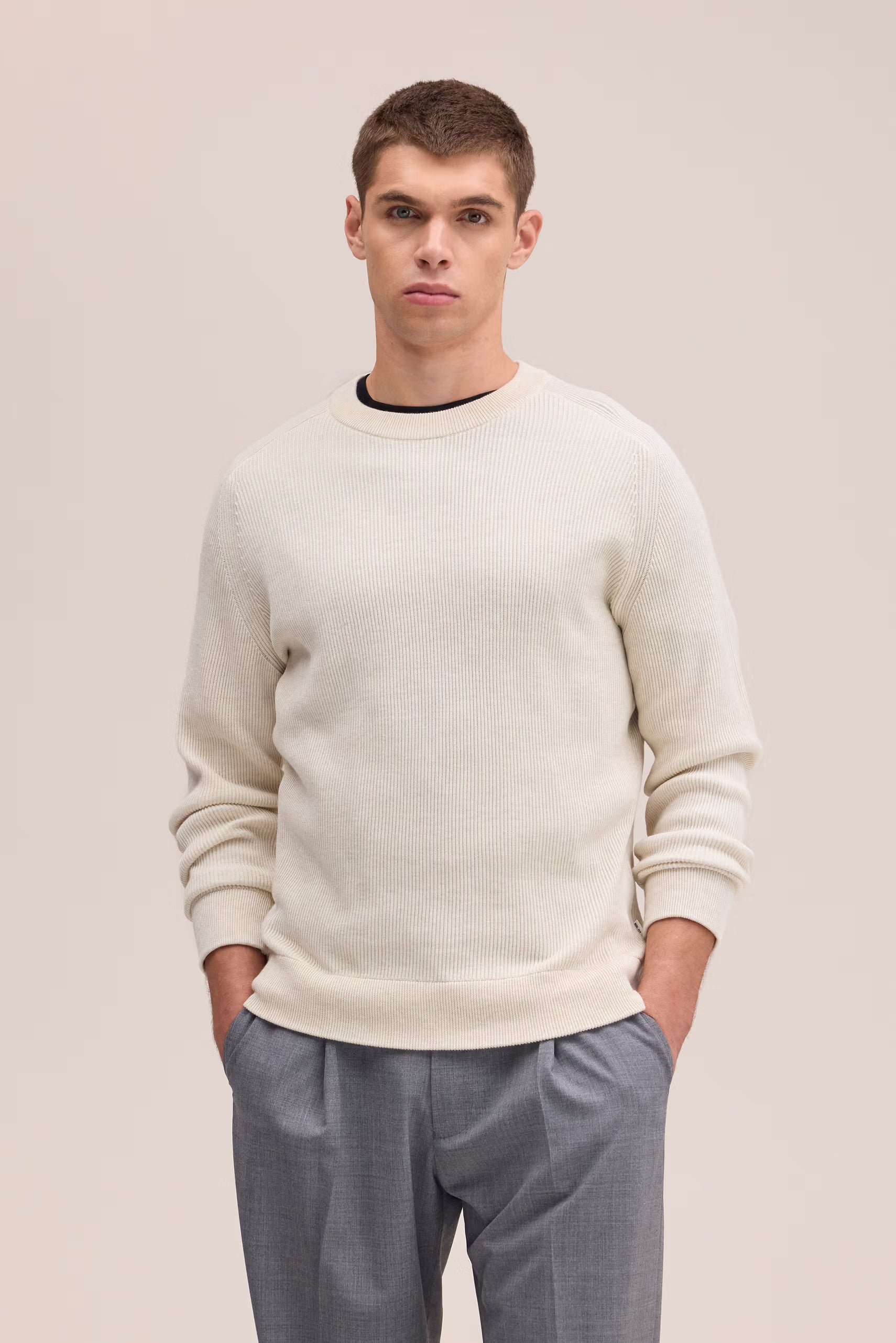 Kevin Ribbed Organic Cotton Sweater - Ivory