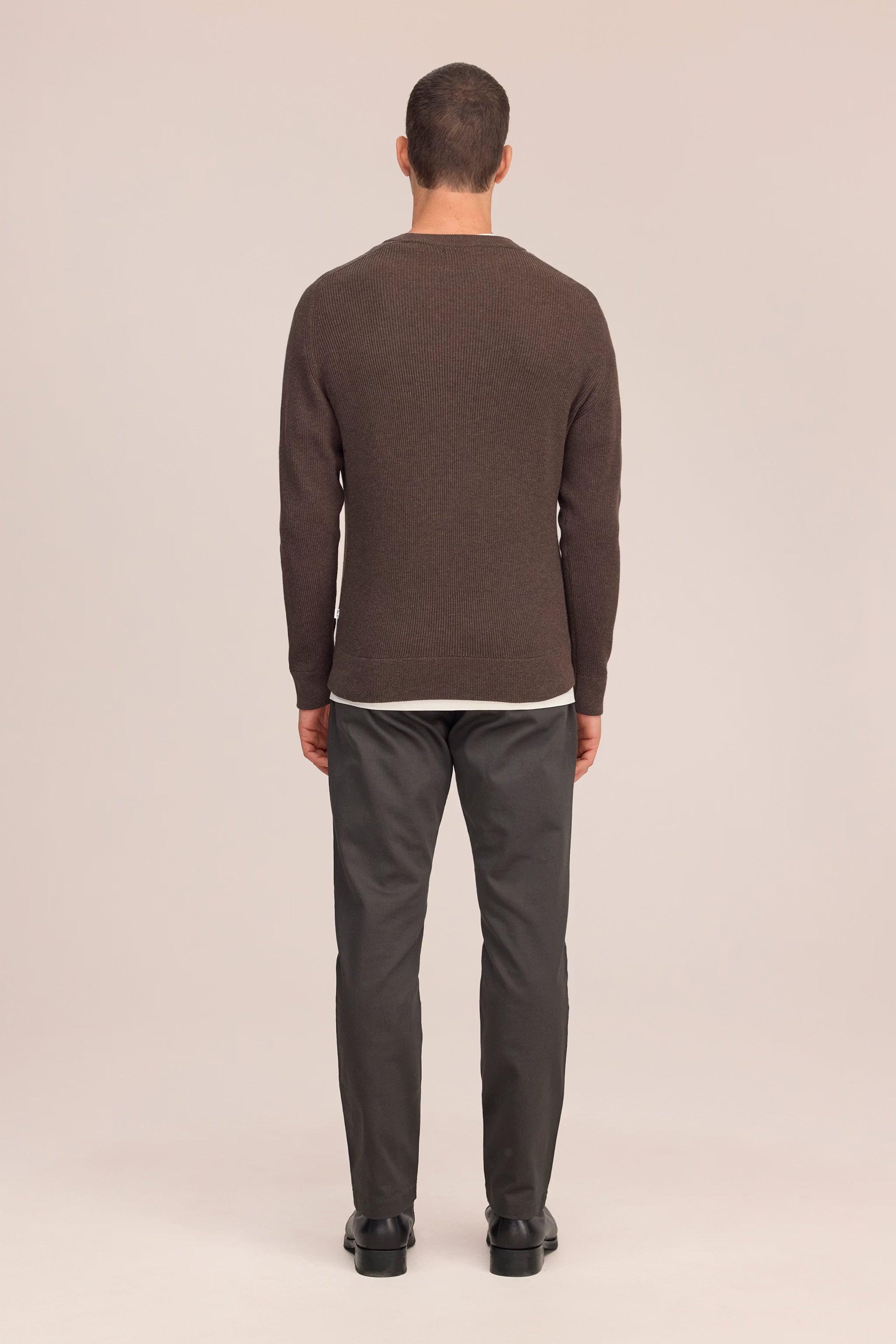 Kevin Ribbed Organic Cotton Sweater - Deep Truffle