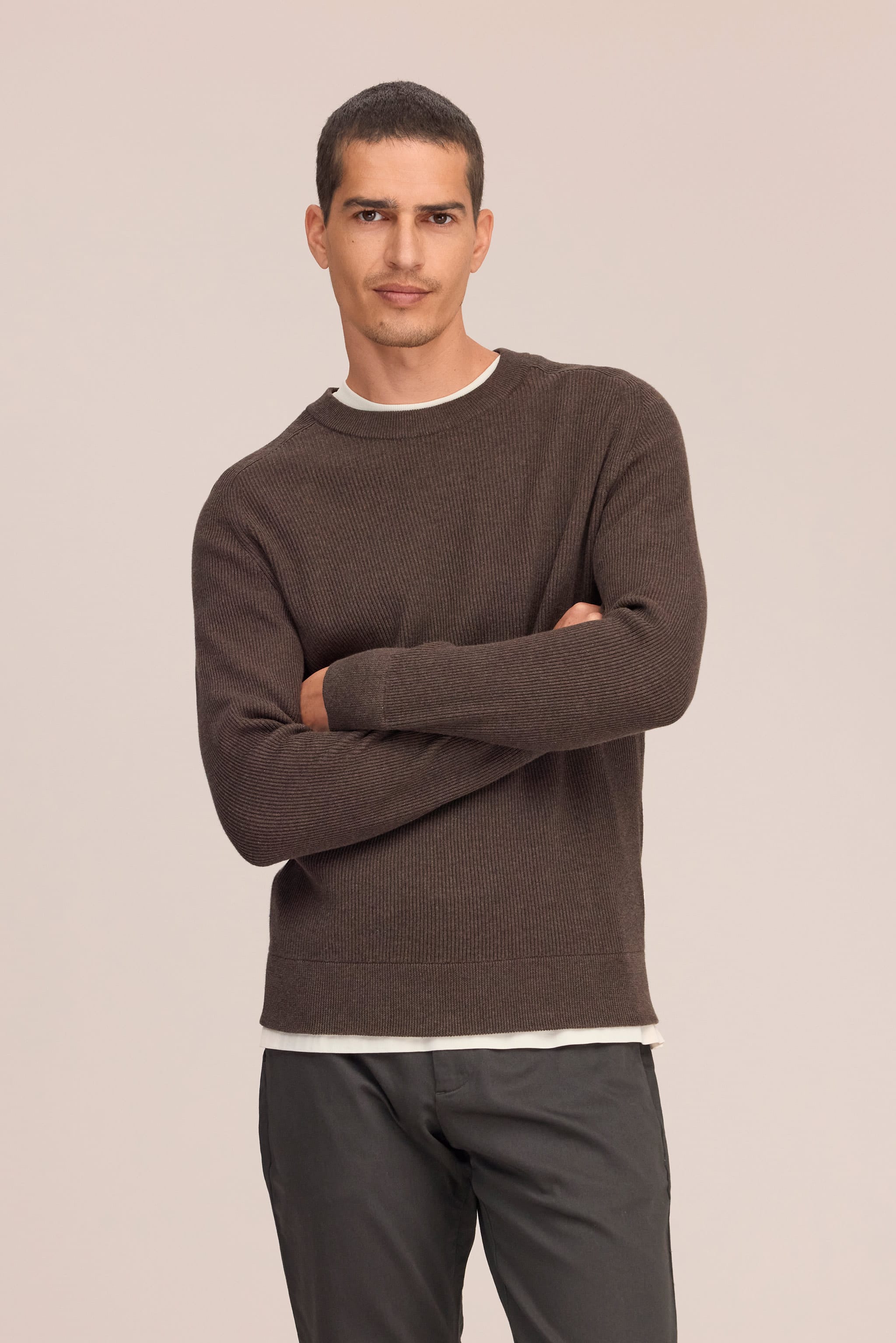 Kevin Ribbed Organic Cotton Sweater - Deep Truffle