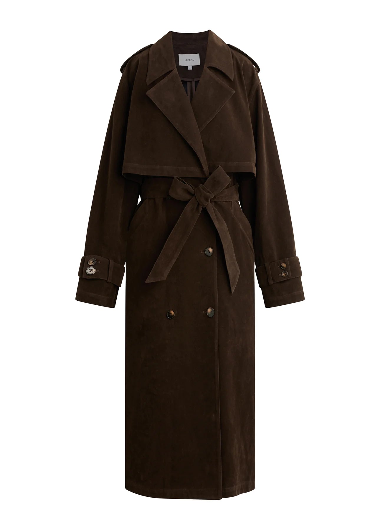 The Elizabeth Vegan Suede Trench Coat - Dark Chocolate