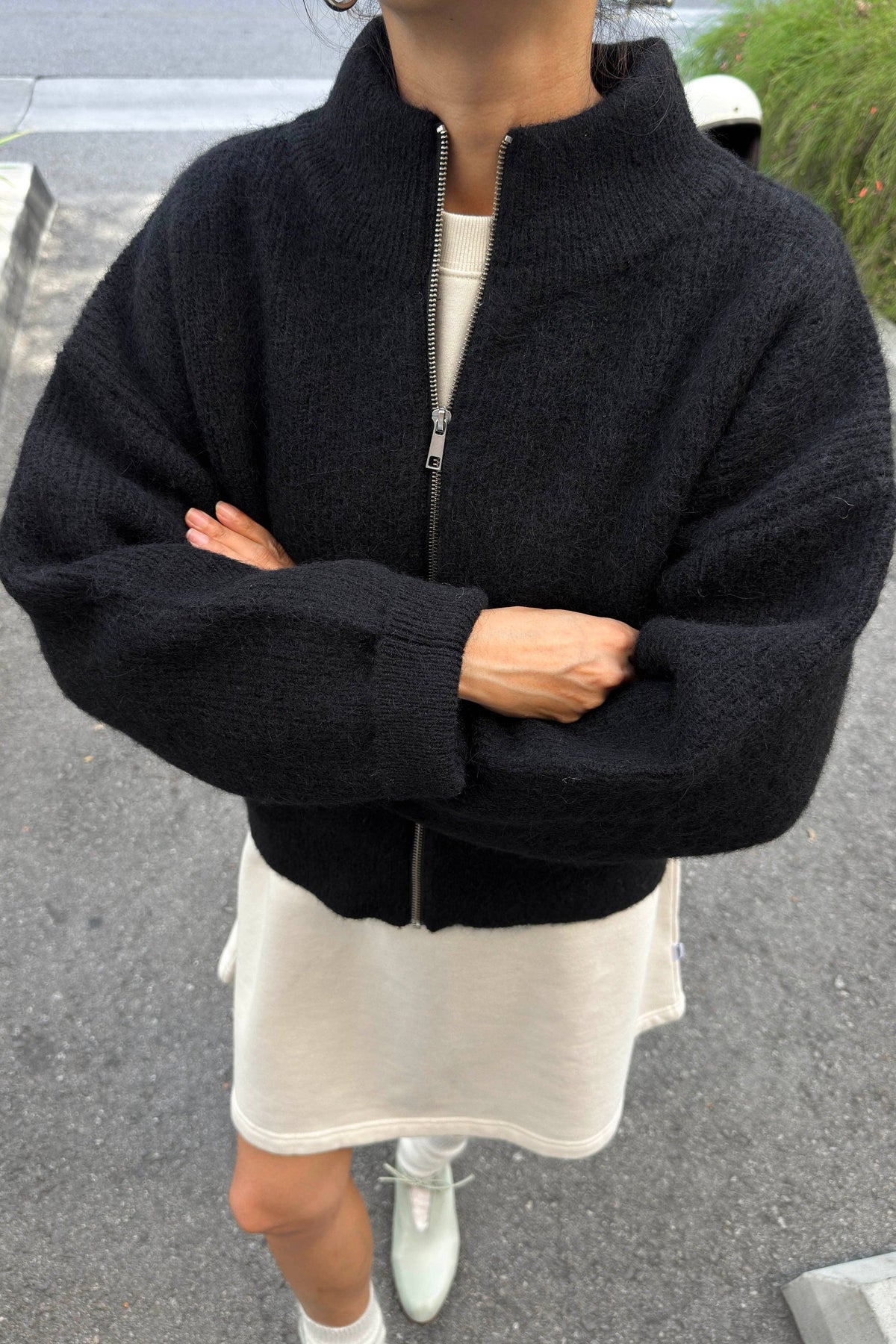 Alpaca Zip Front Jacket - Black