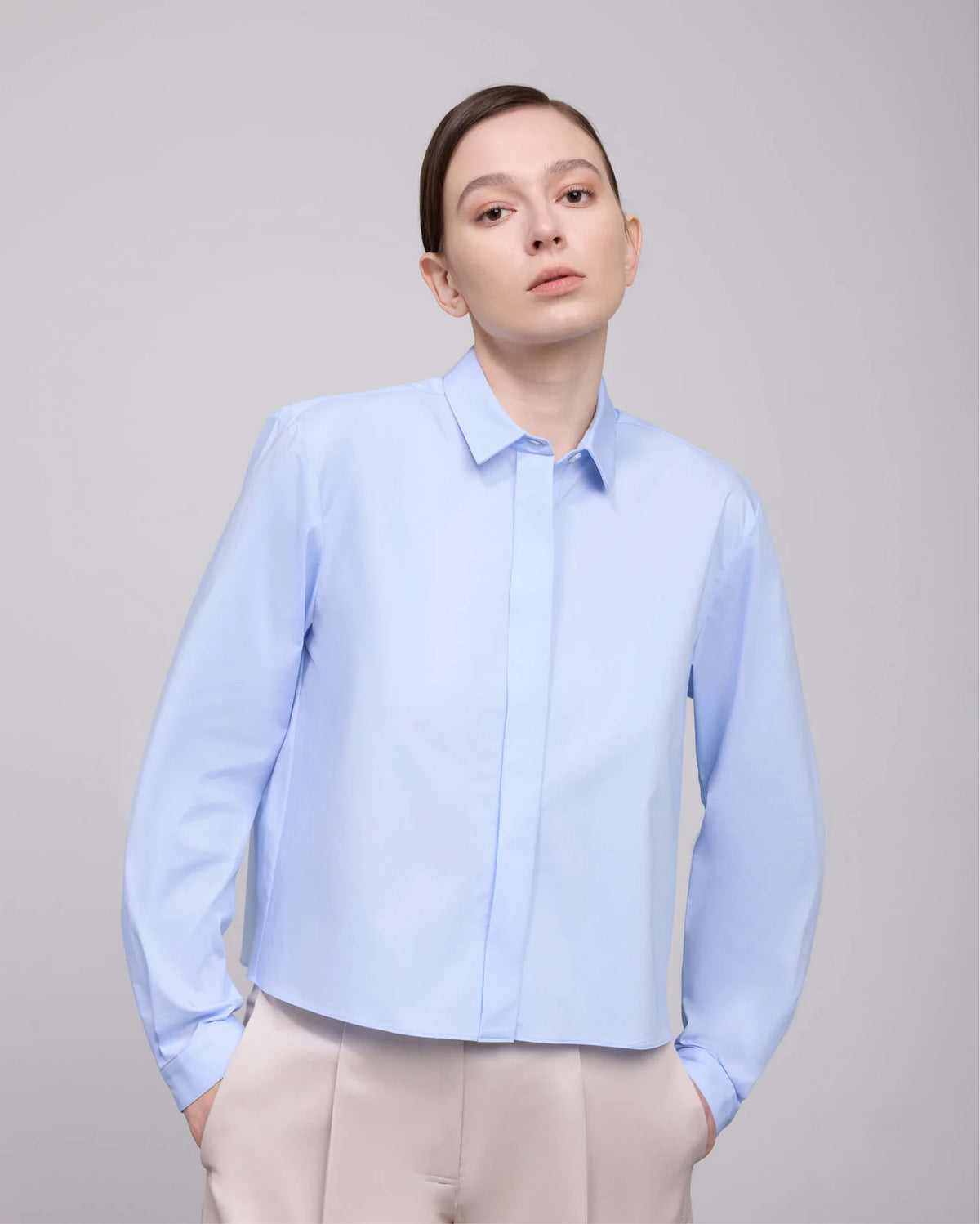 Iris Cropped Shirt - Blue