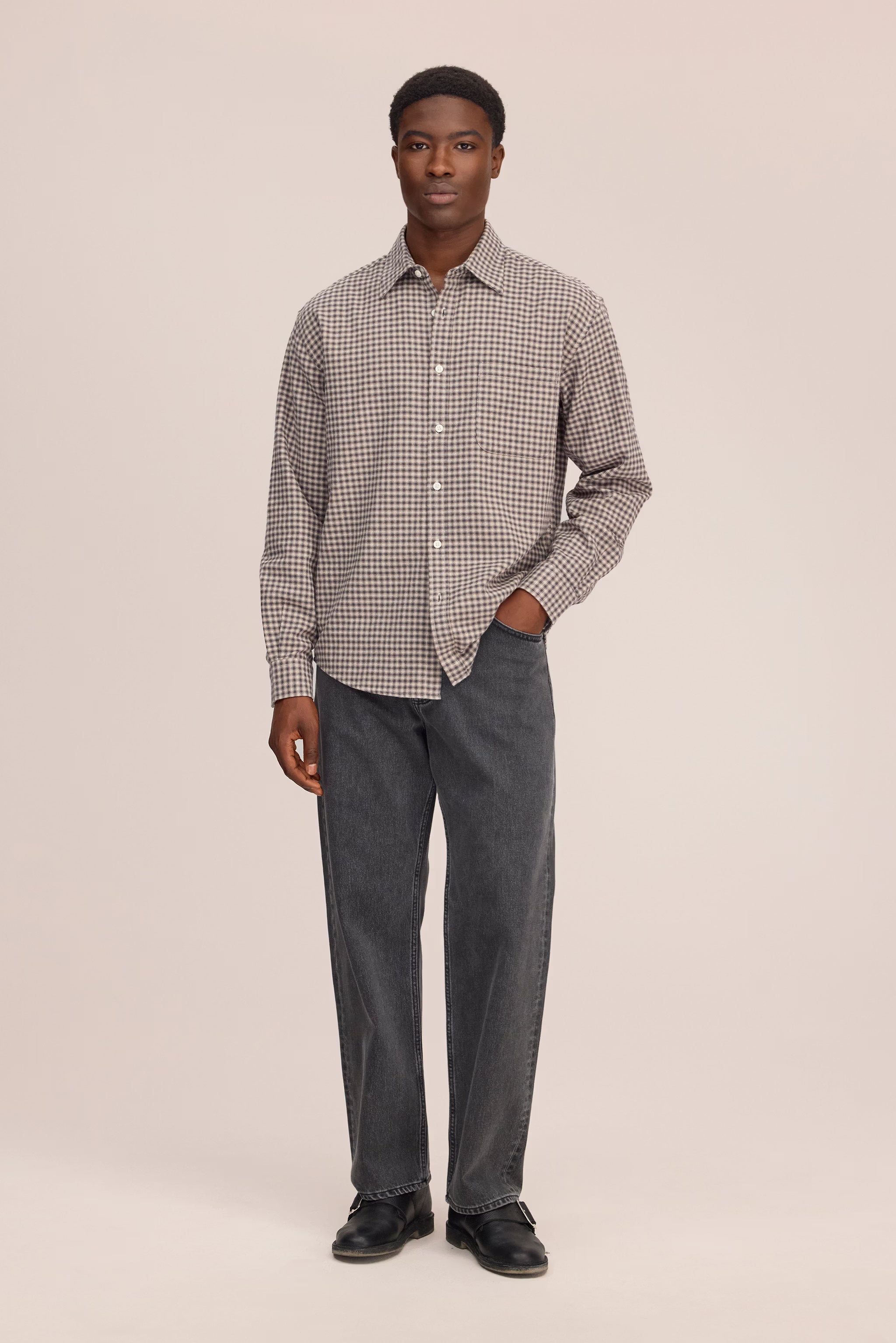 Deon - Casual Flannel Shirt - Sand Check