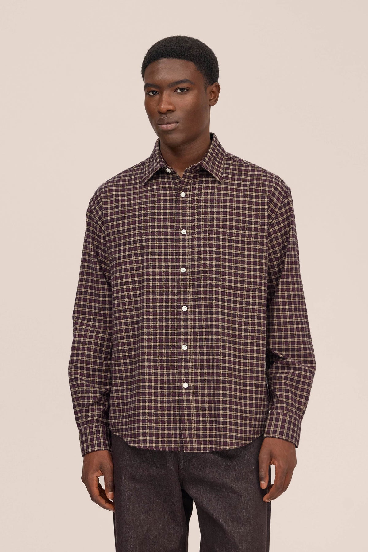 Deon Casual Flannel Shirt - Bordeaux Check