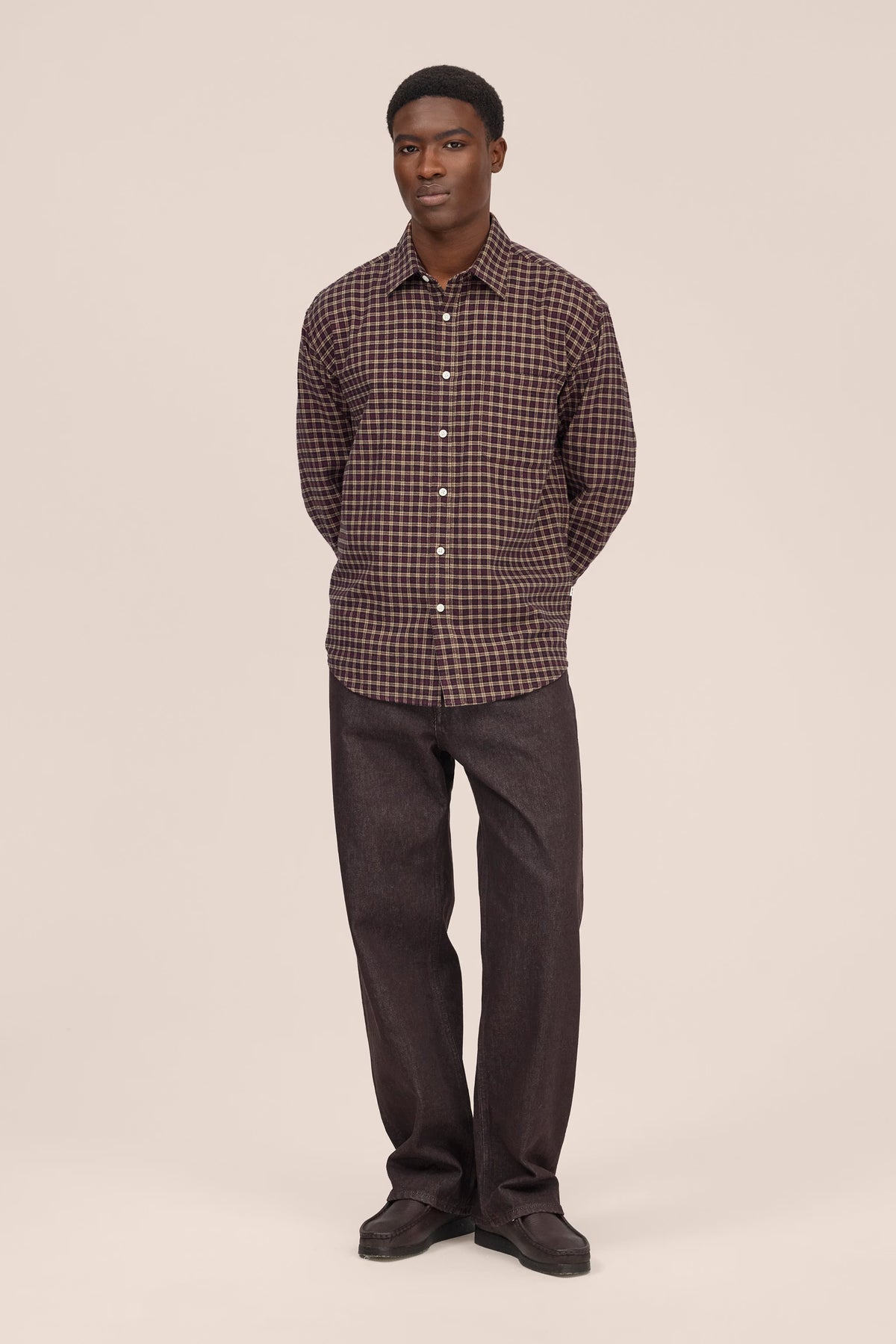 Deon Casual Flannel Shirt - Bordeaux Check