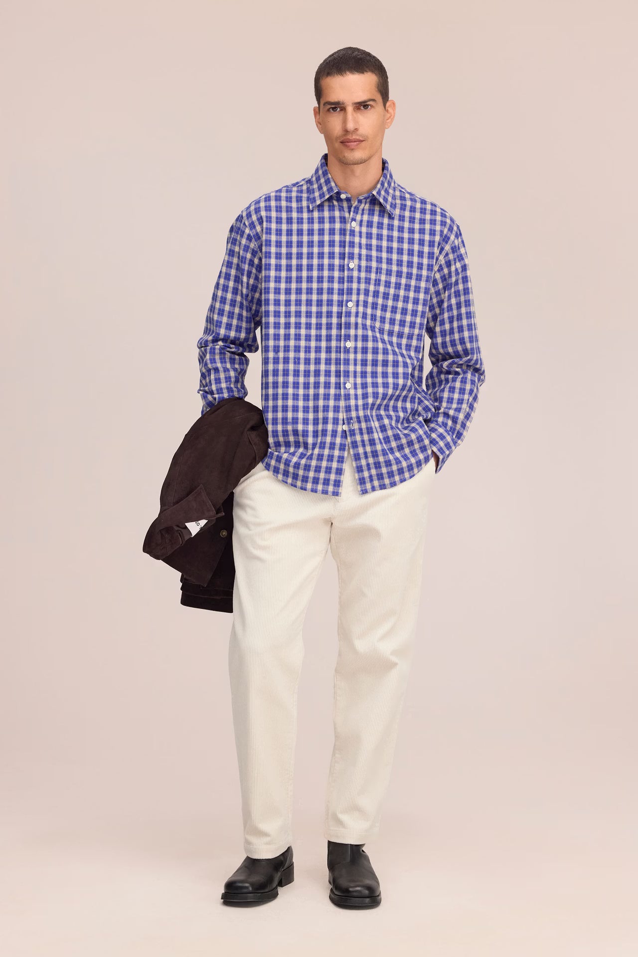 Deon - Casual Flannel Shirt - Cobalt Check