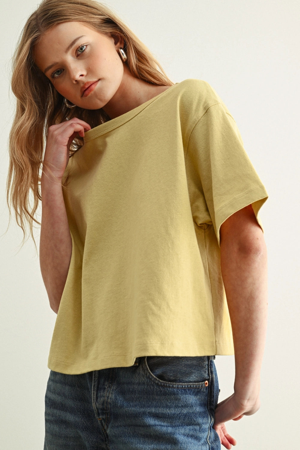 Boxy Linen Tee - Lemon