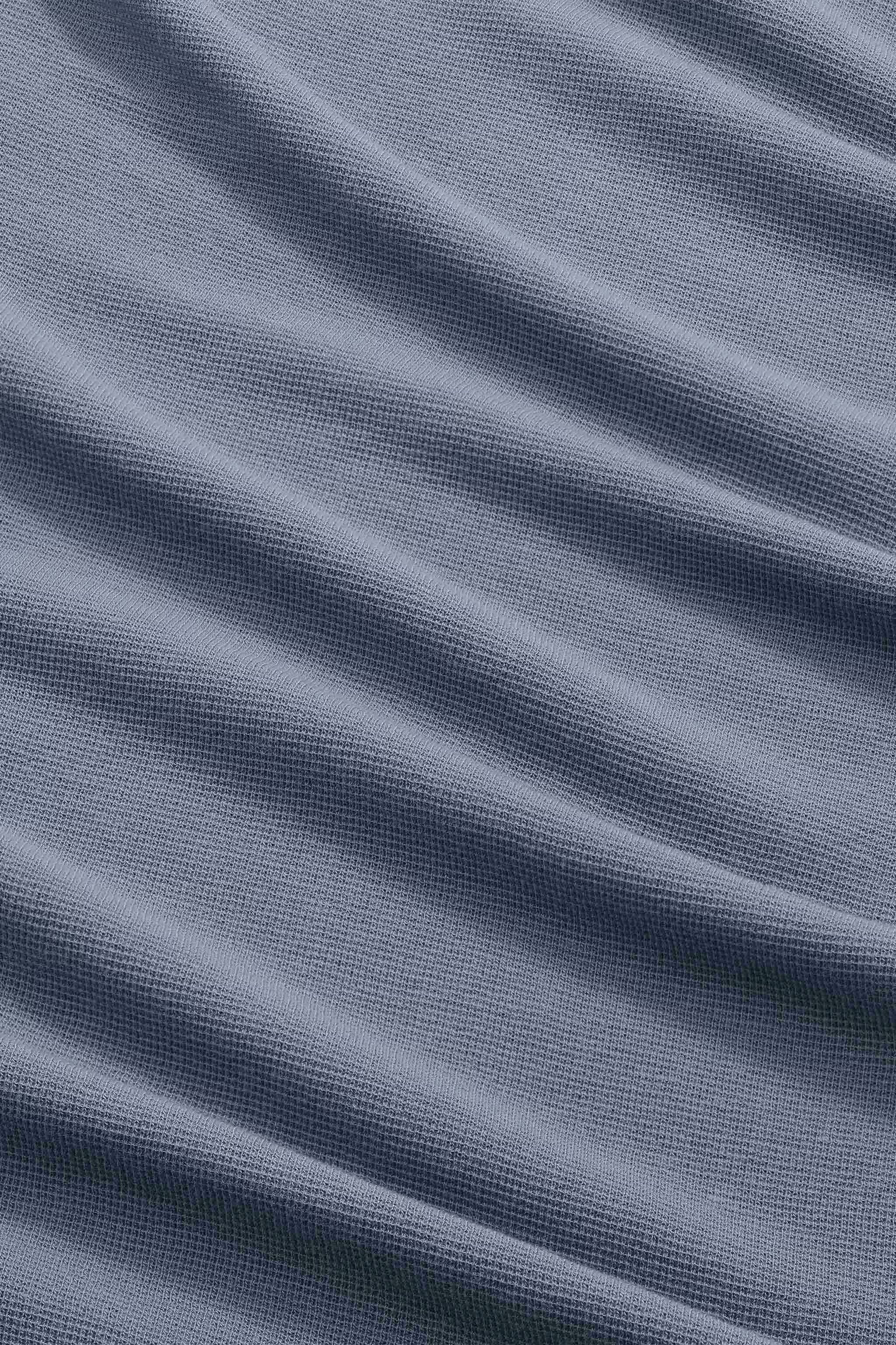 Clive - Waffle Knit Tee - Stone Blue