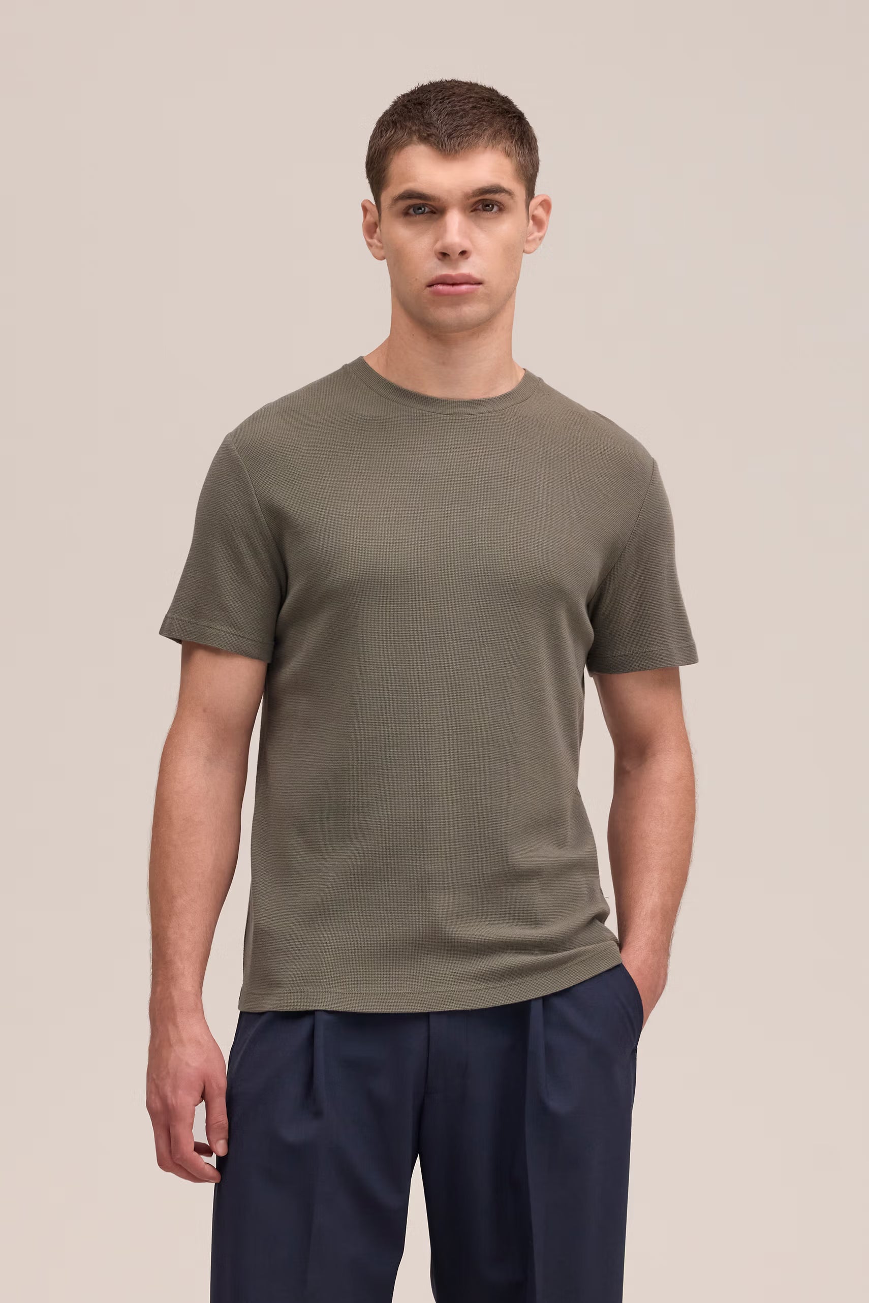 Clive Waffle Knit Tee - Capers