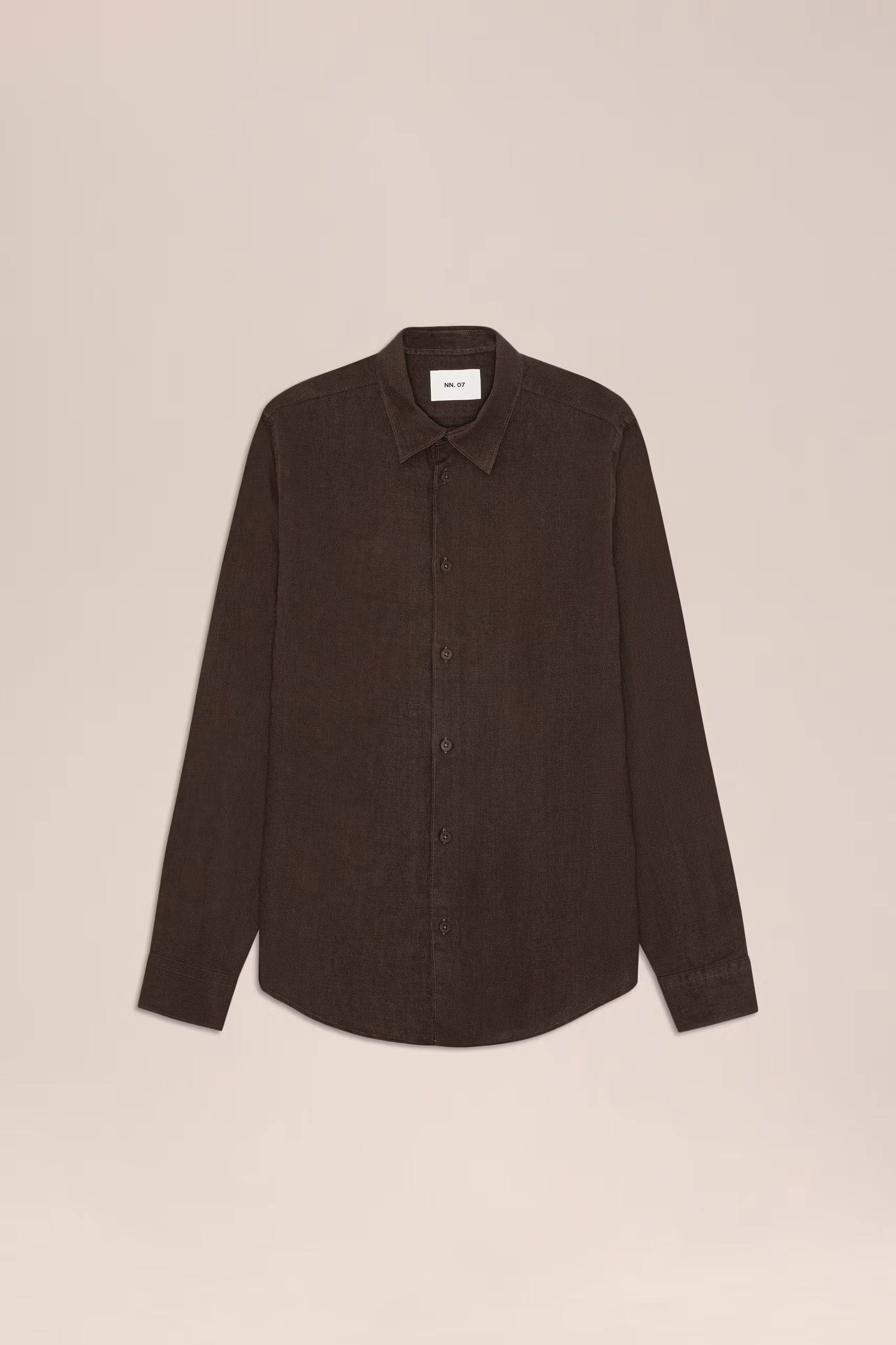 Enzo Classic Collar Linen Shirt - Deep Truffle