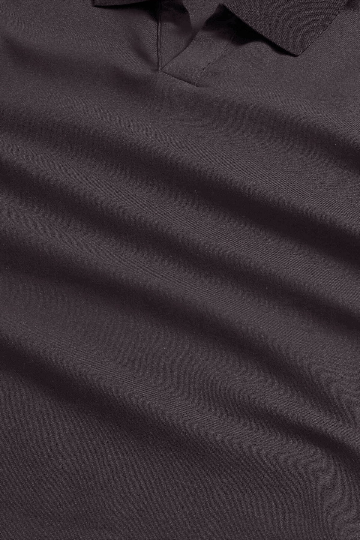 Paul - Open Collar Organic Cotton Polo - Deep Truffle