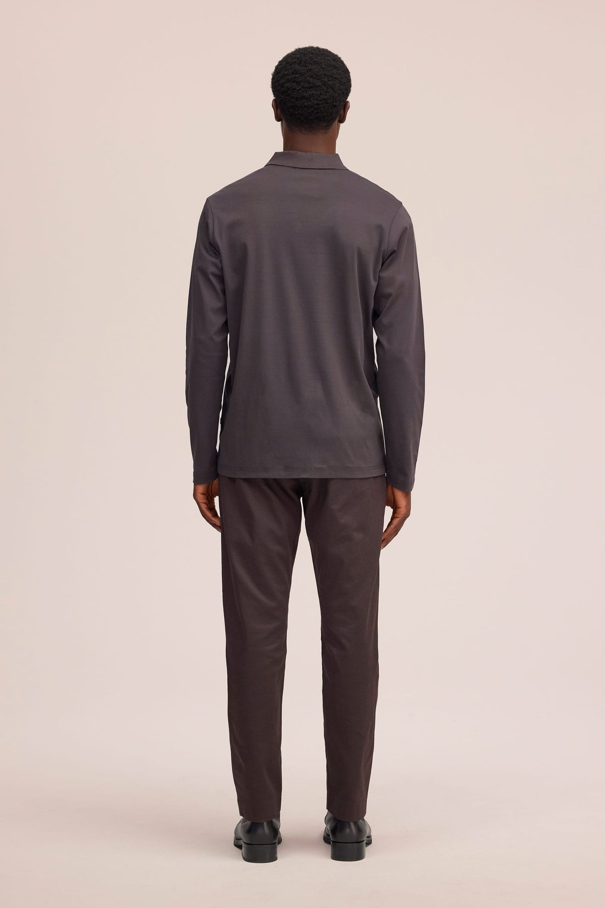 Paul - Open Collar Organic Cotton Polo - Deep Truffle