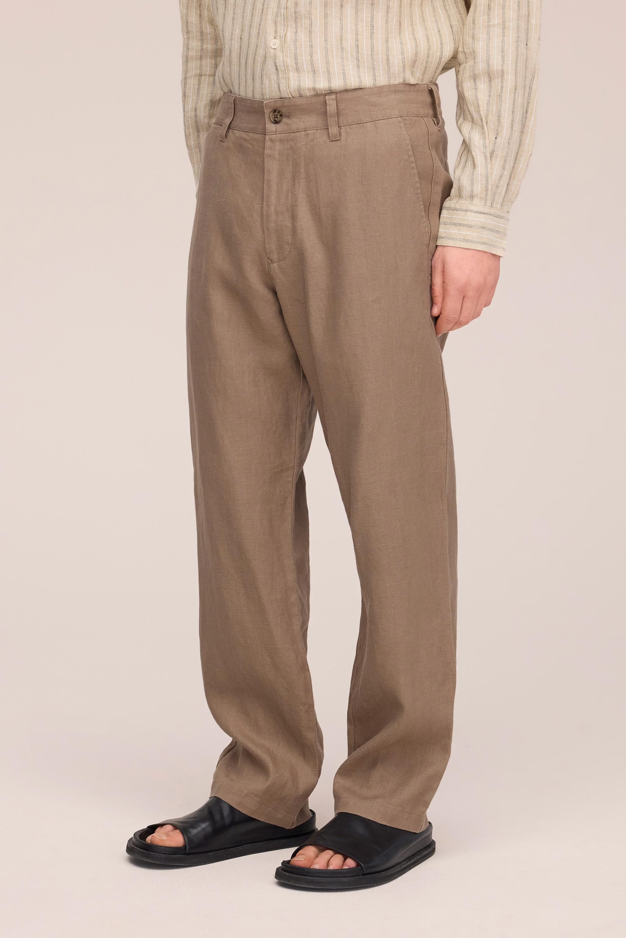 Aden - Straight Leg Linen Regular Fit Pant - Clay Mirage