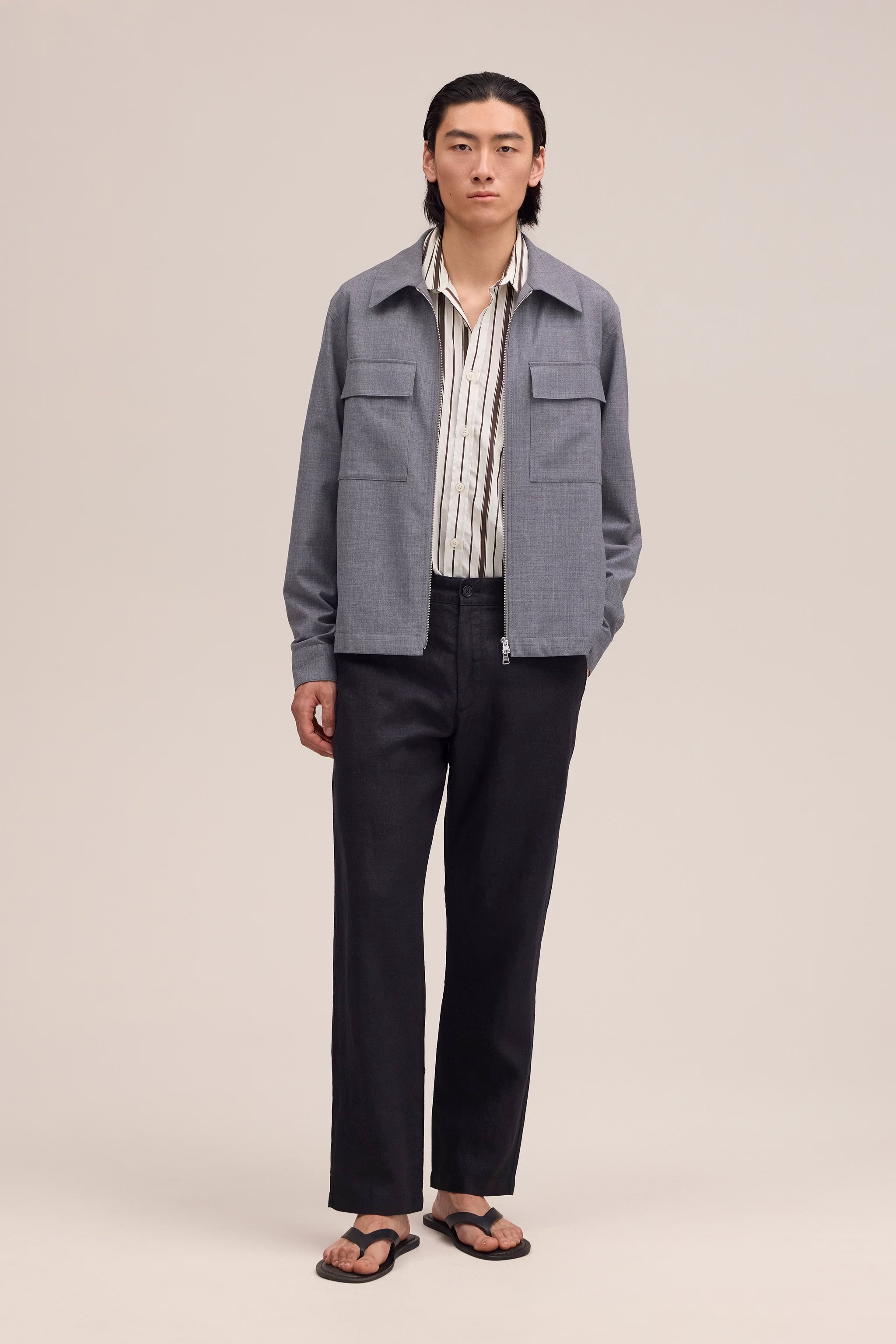 Aden - Straight Leg Linen Regular Fit Pant - Black