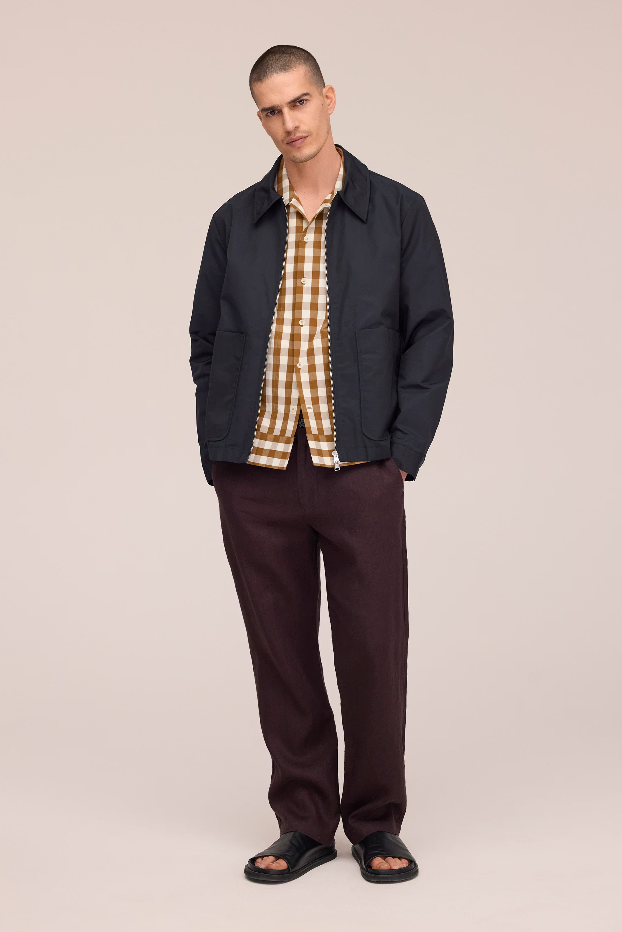 Aden - Straight Leg Linen Regular Fit Pant - Dusky Port
