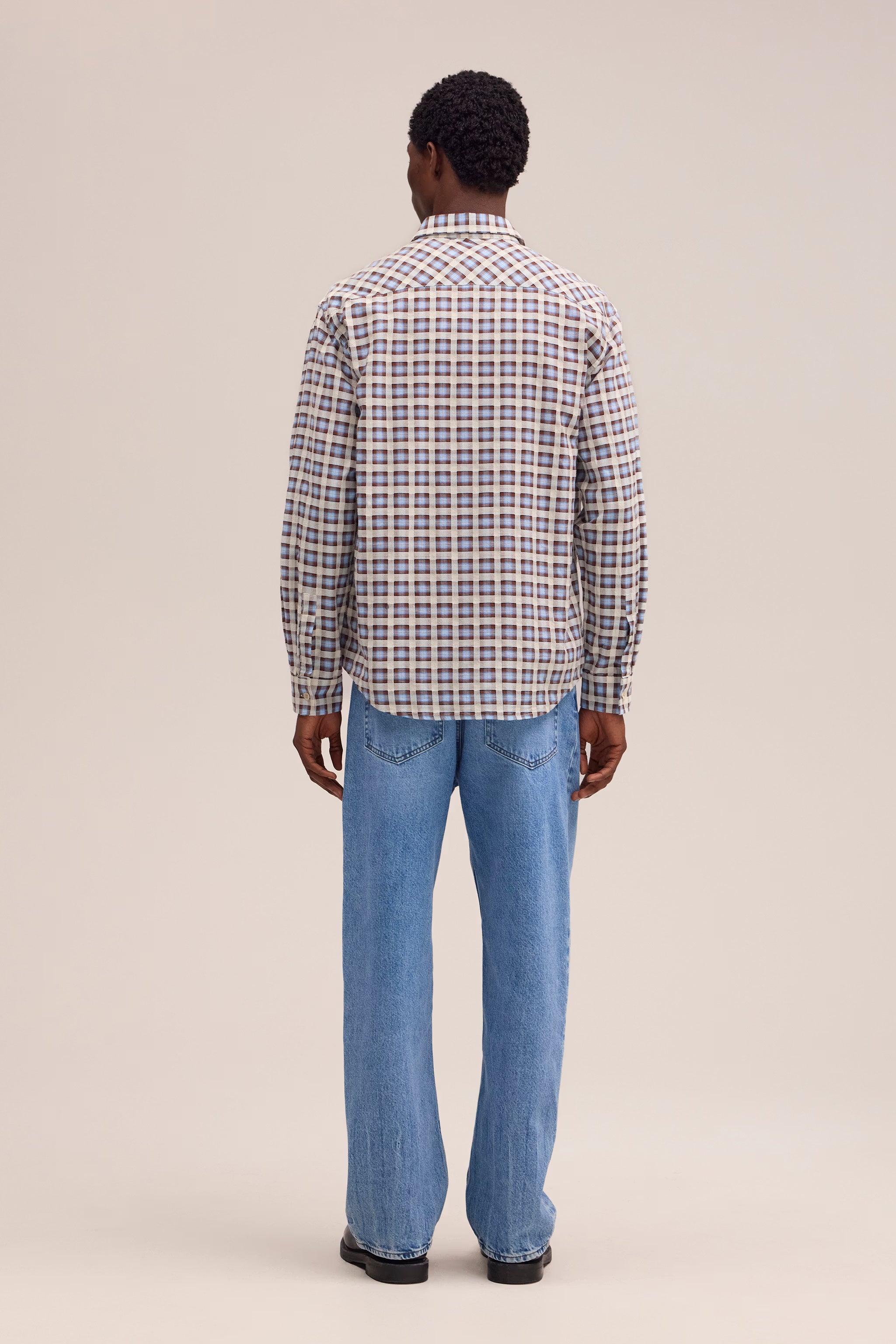 Deon - Leno Weave Shirt - Blue Check