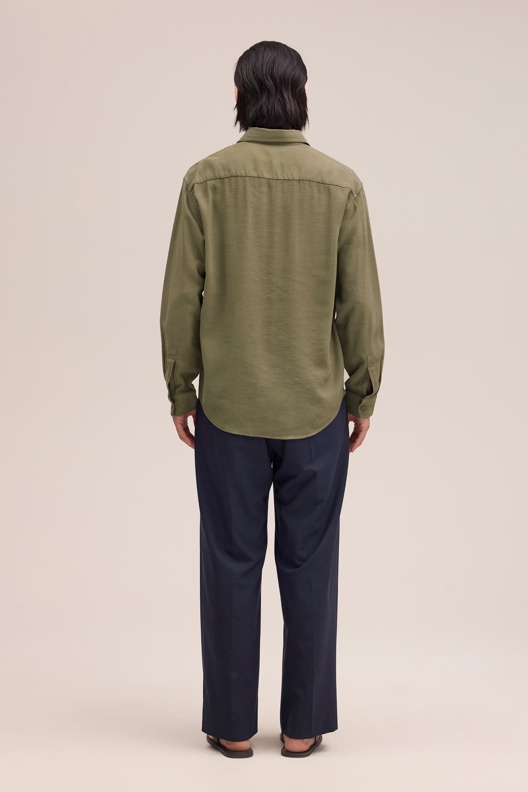 Deon Drapey Viscose Blend Shirt - Capers