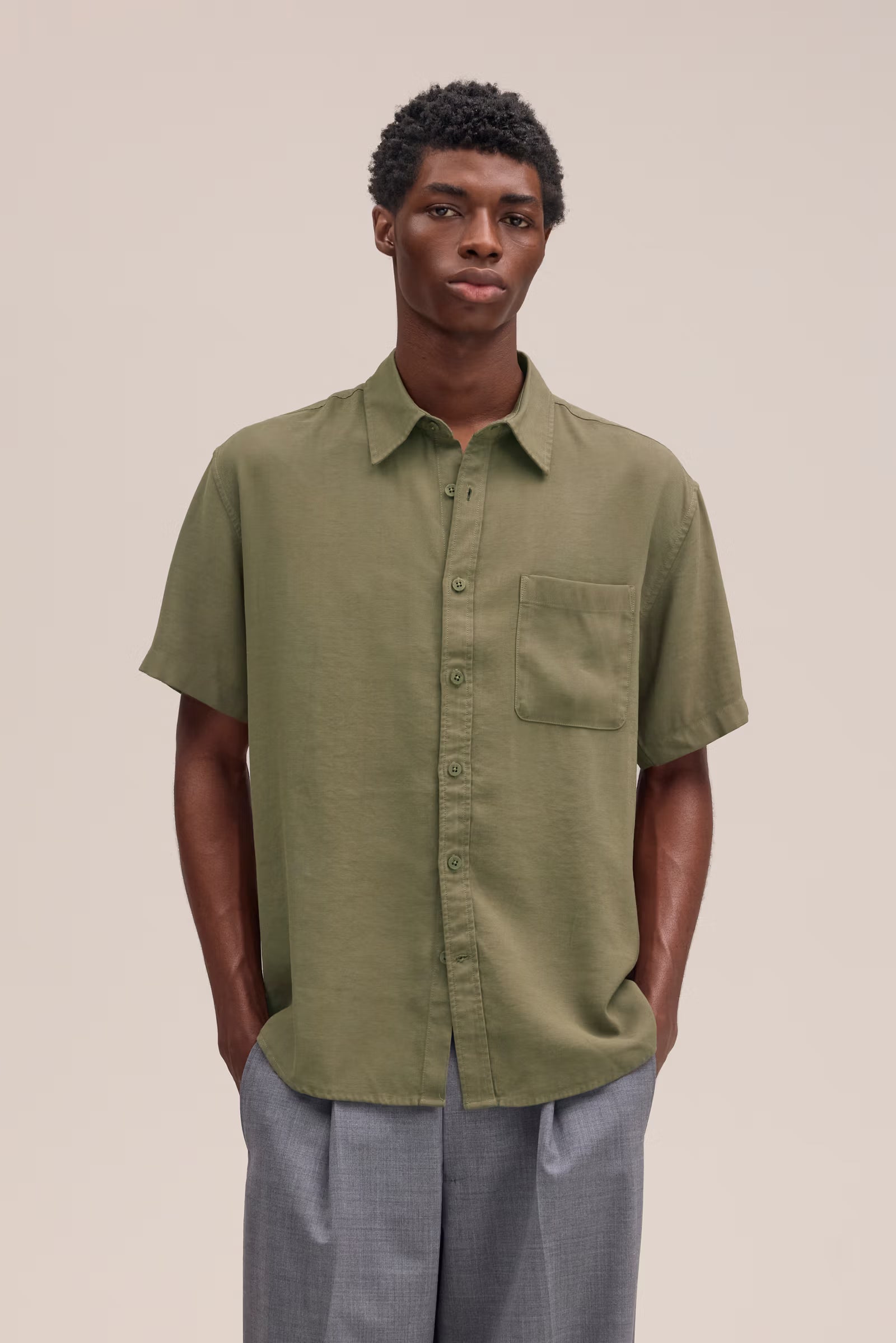 Deon - Drapey Viscose Blend Shirt - Capers