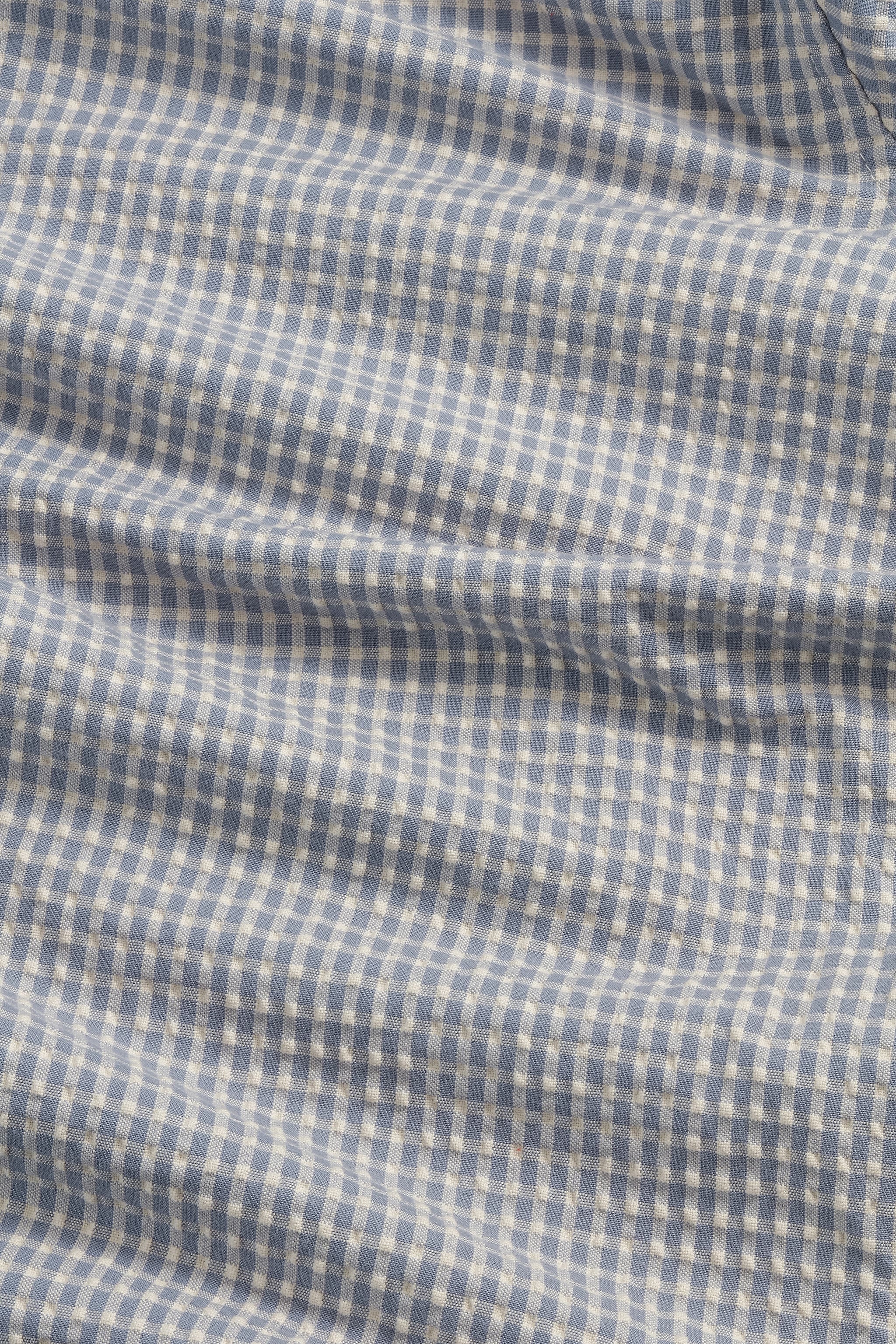 Reed - Seersucker Overshirt - Stone Blue