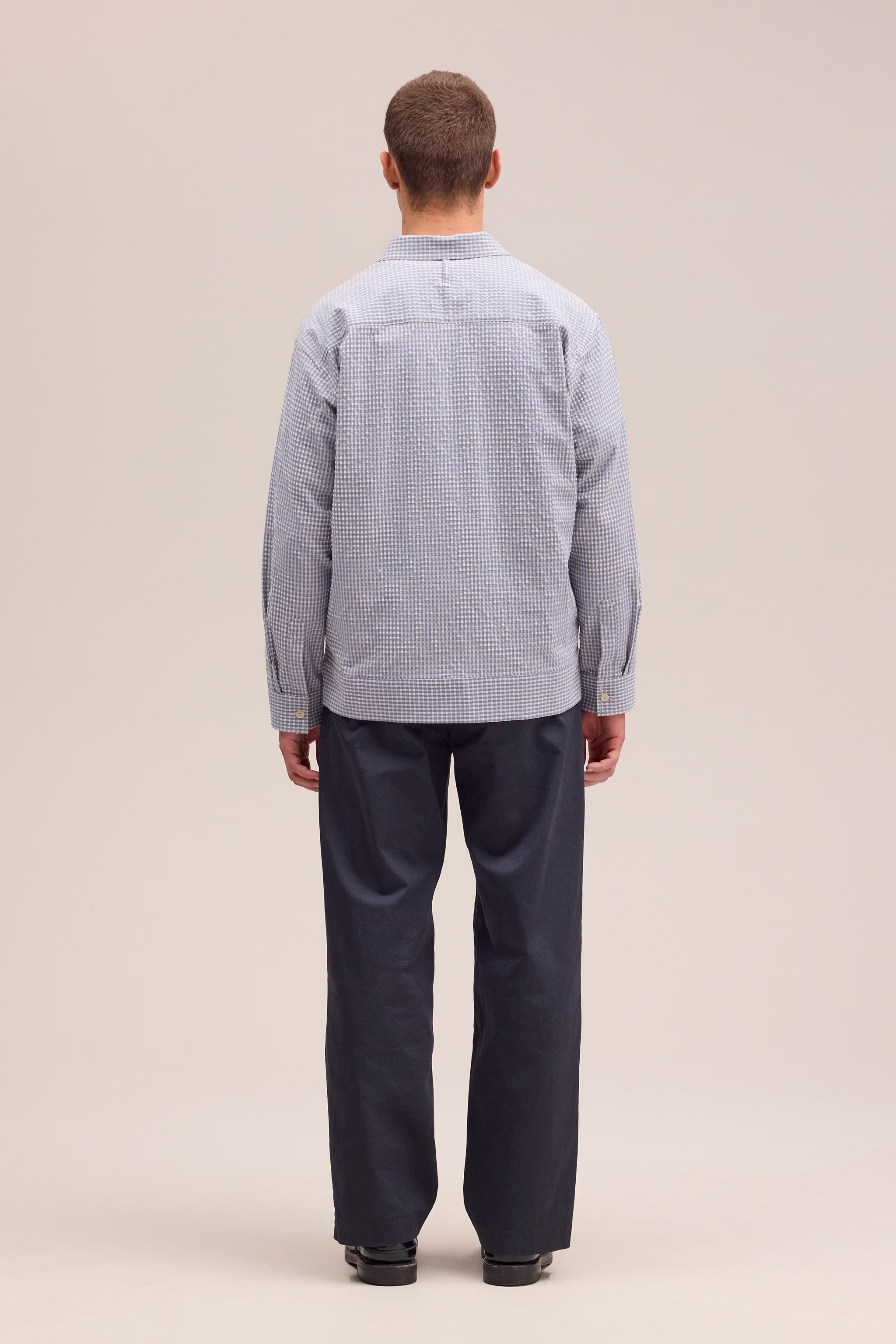Reed - Seersucker Overshirt - Stone Blue