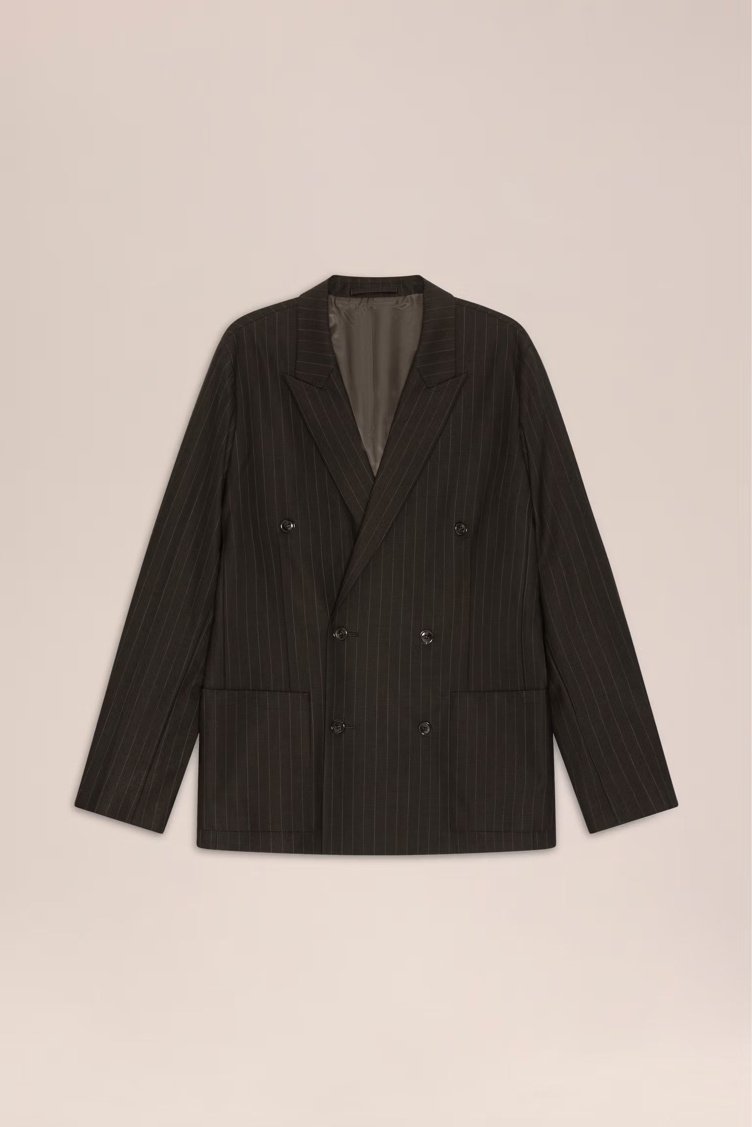 Jordin - Double Breasted Wool Blend Blazer - Brown Stripe