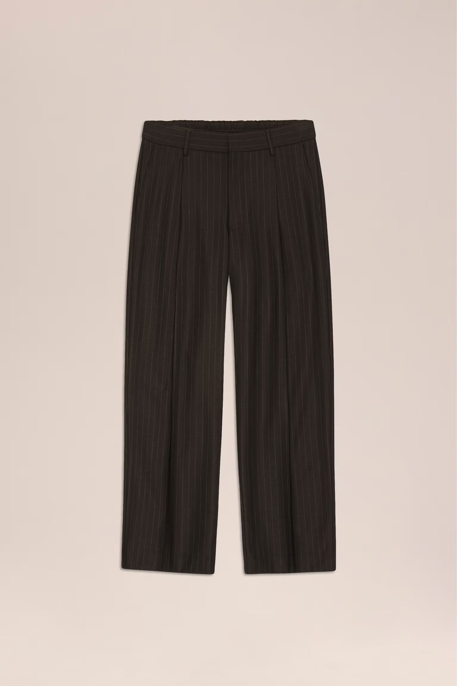 Kay - Relaxed Fit Wool Blend Pant - Brown Stripe
