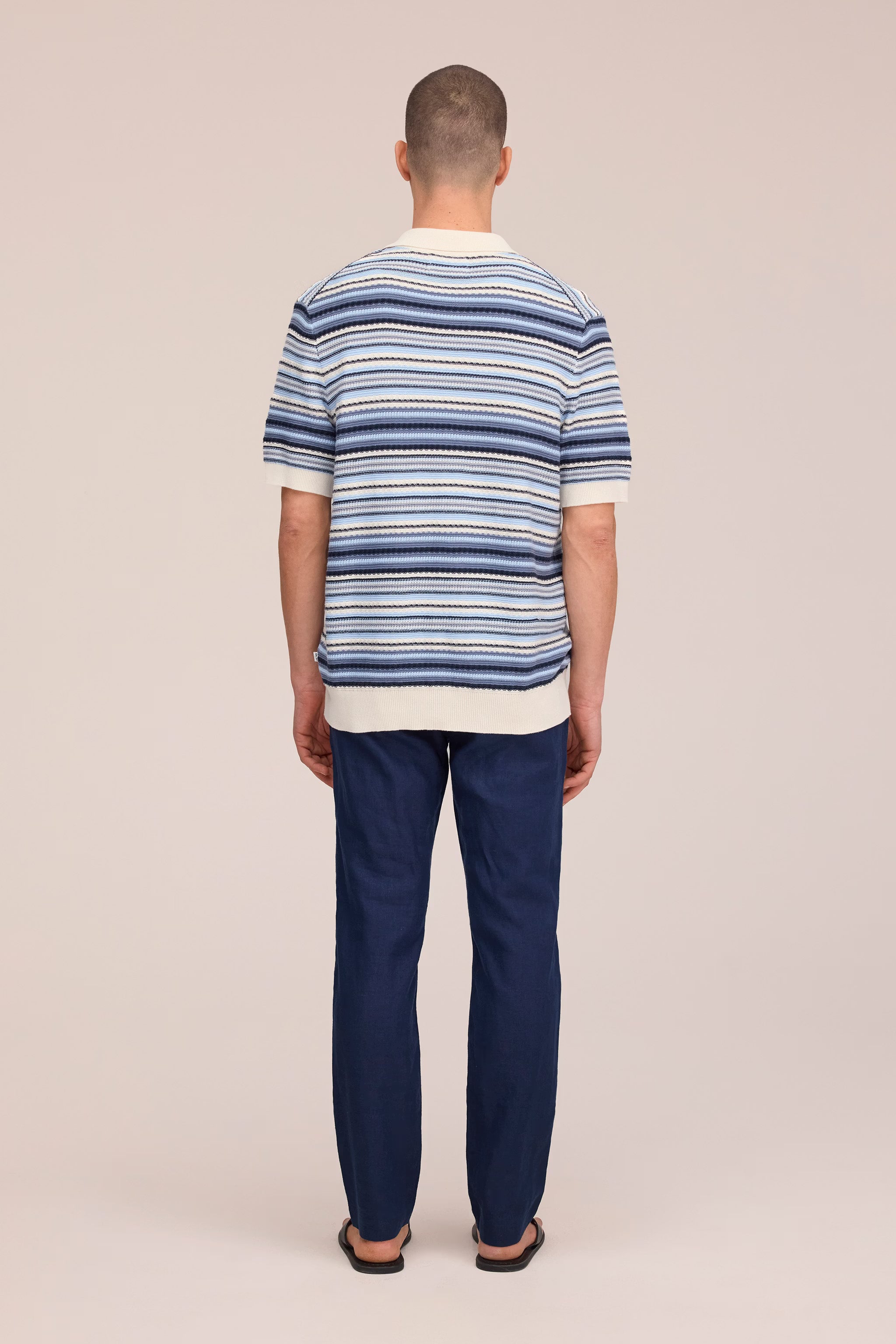 Nolan - Textured Stitch Cardigan - Navy Multi