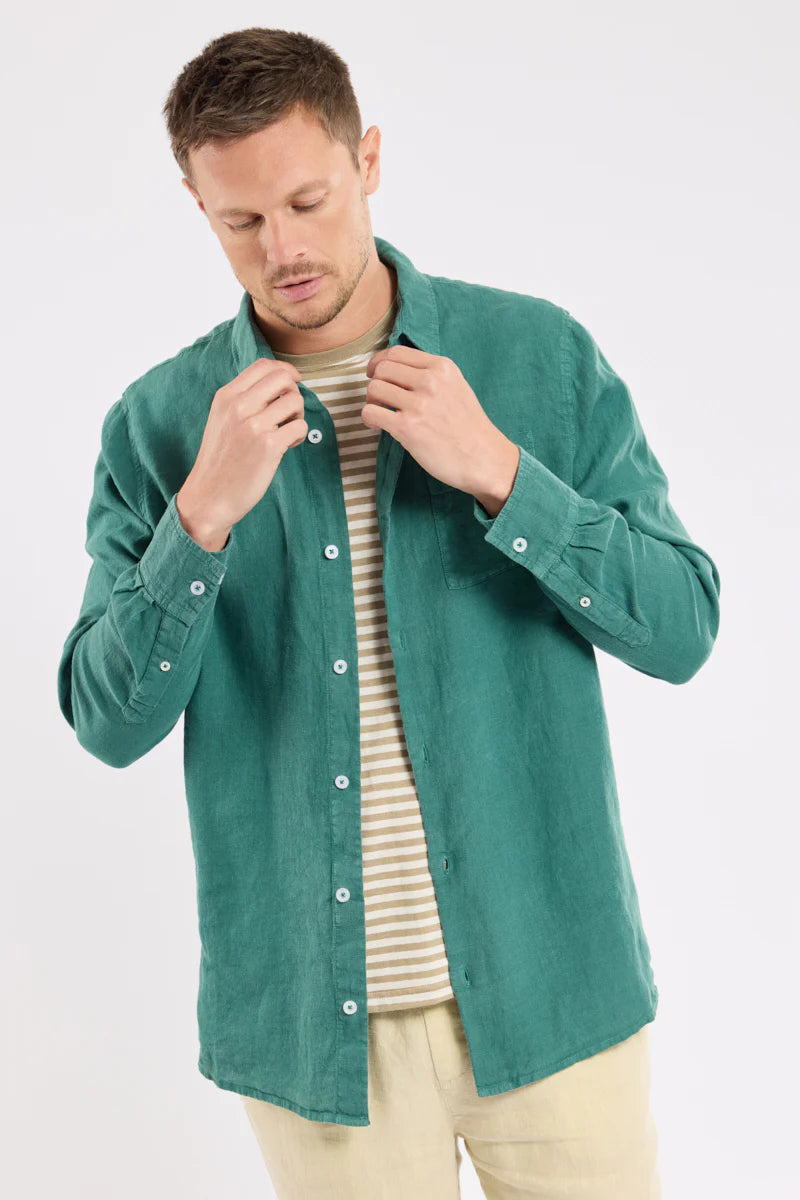 Comfort Fit Shirt - Linen - Ivy