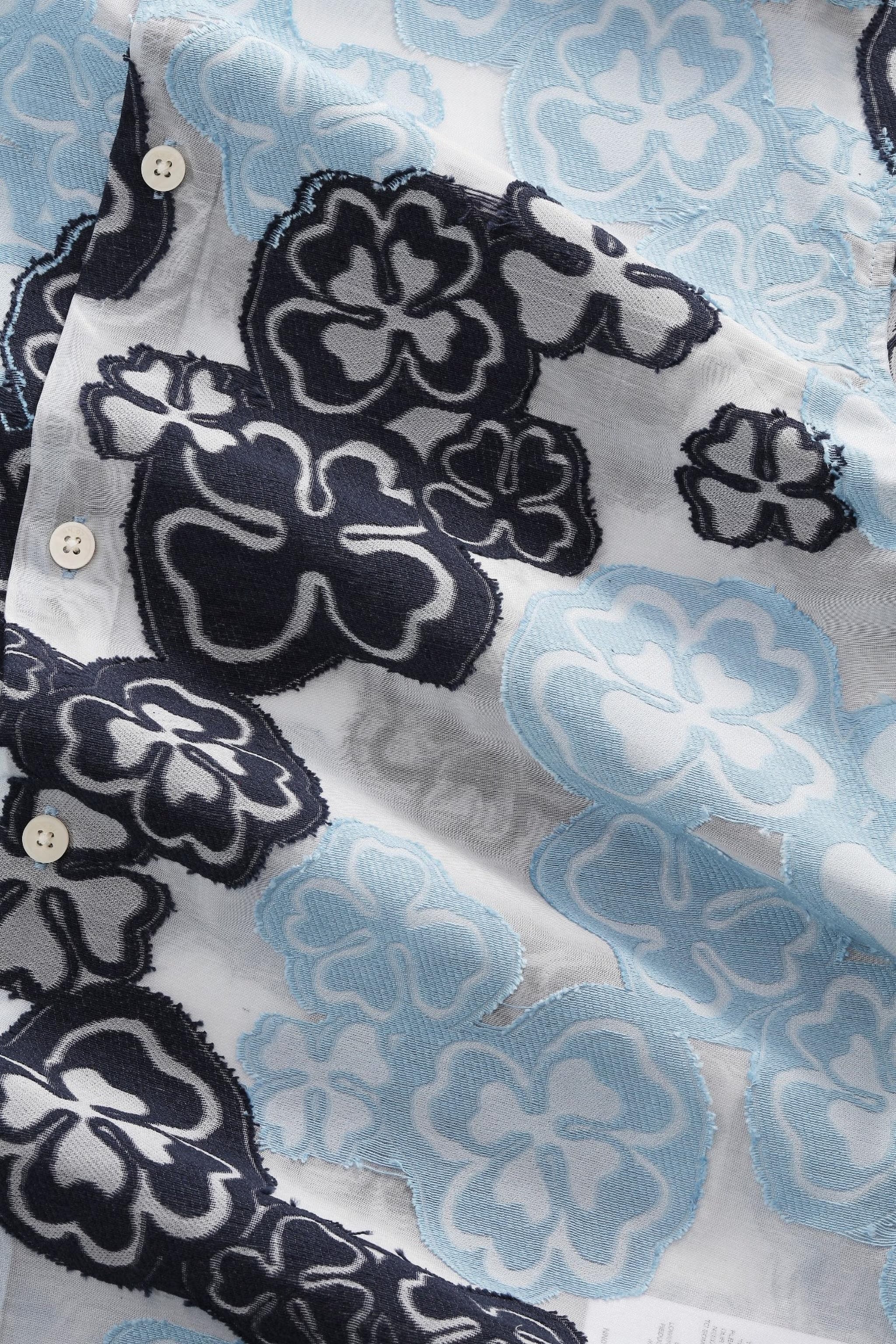 Freddy - Fil-Coupé Jacquard Shirt - Blue Multi