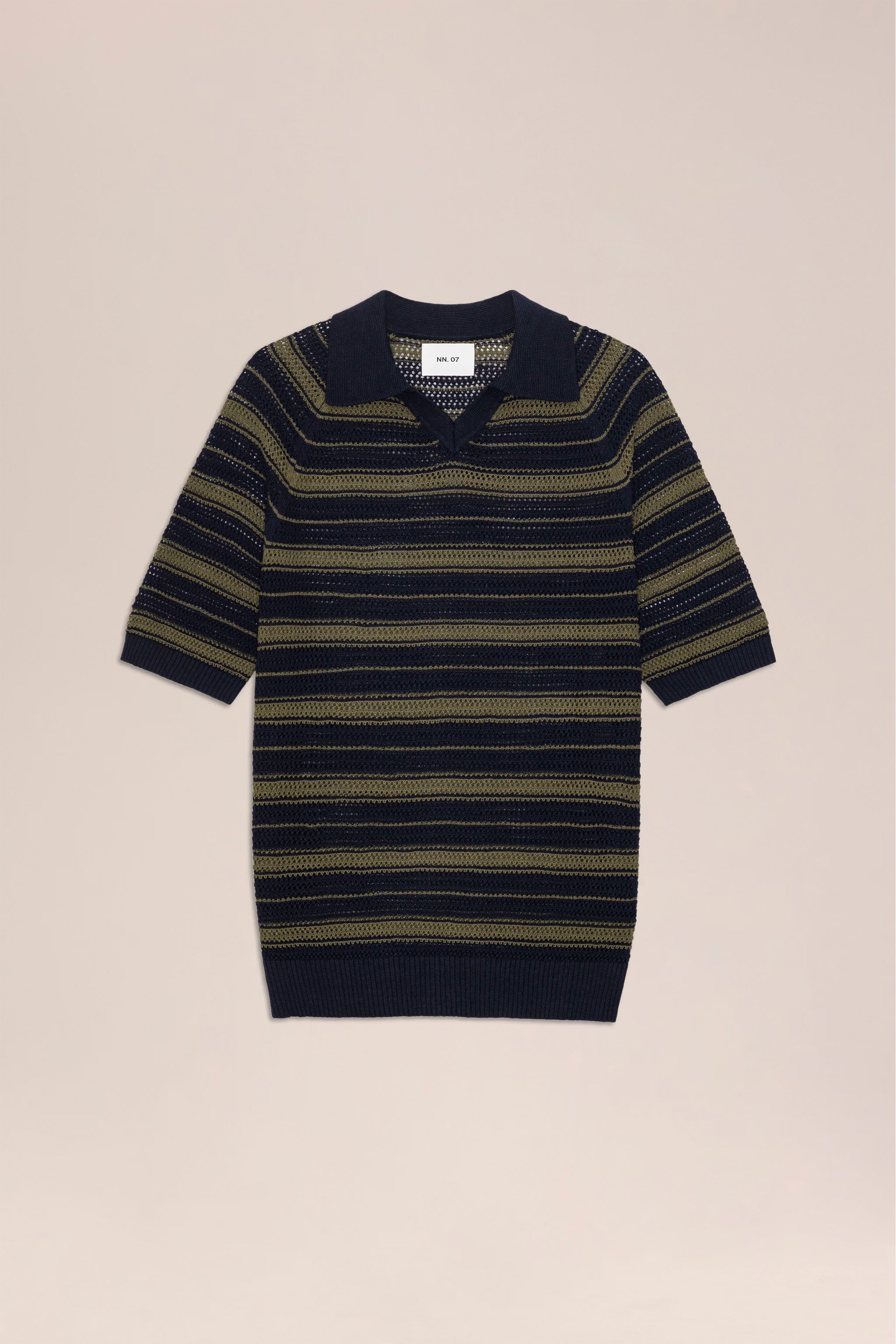 Cale - V-Neck Polo - Capers Stripe