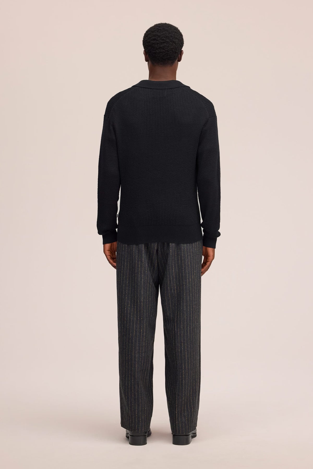 Nate - Waffle Knit Sweater - Black