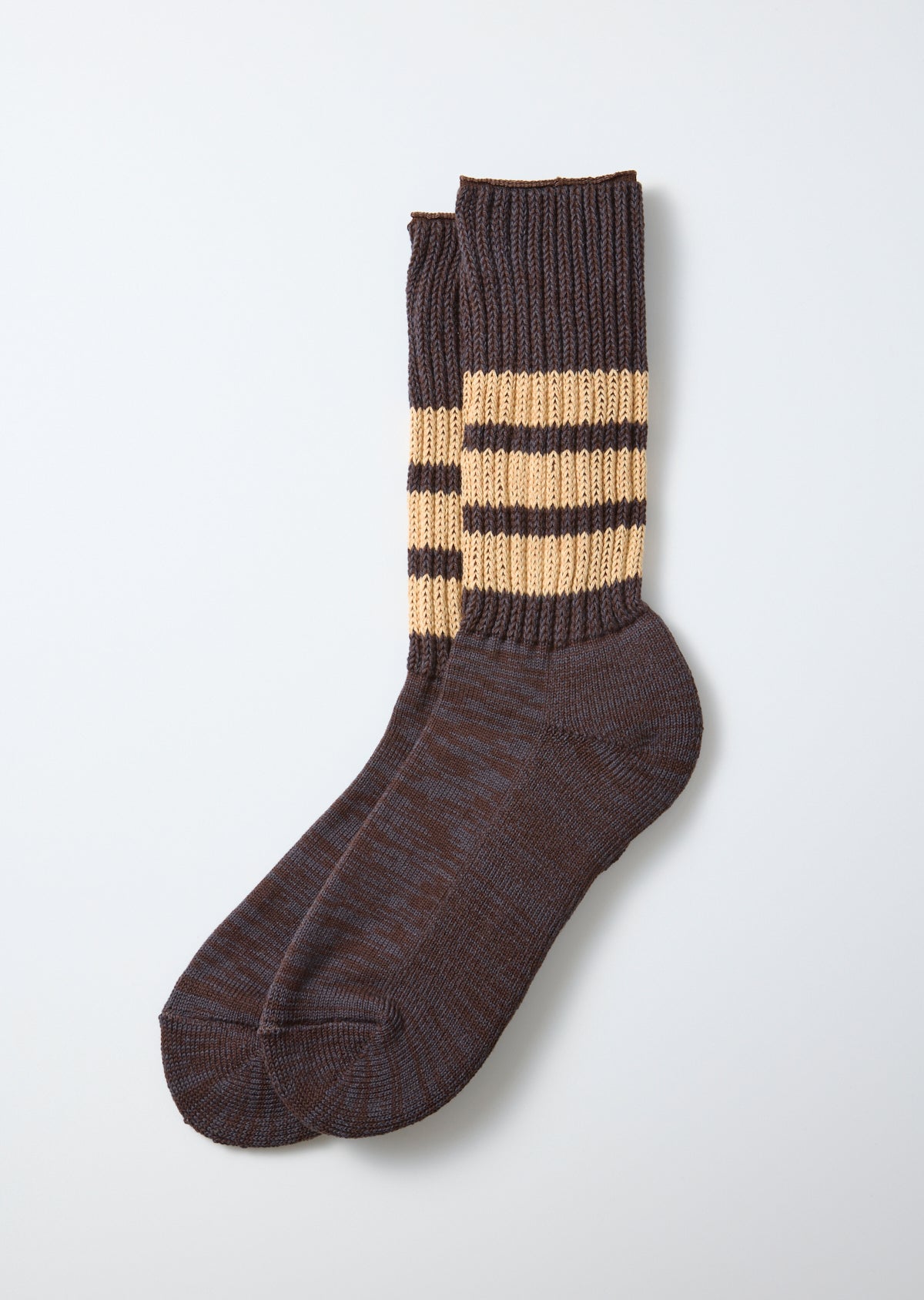 Coarse Ribbed Crew Socks - Faded Black/Vintage Orange