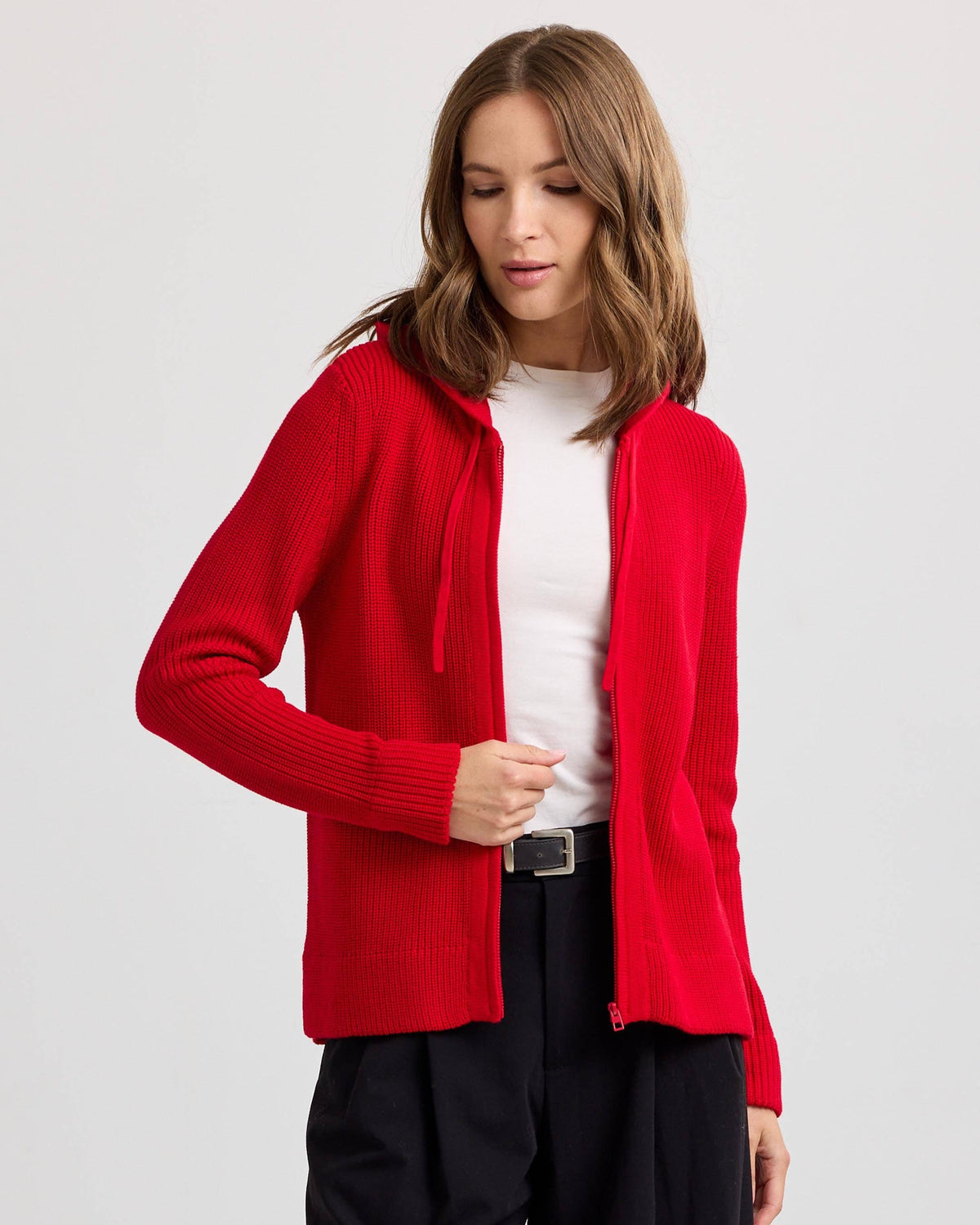 Cotton Fisherman Hoodie - Red