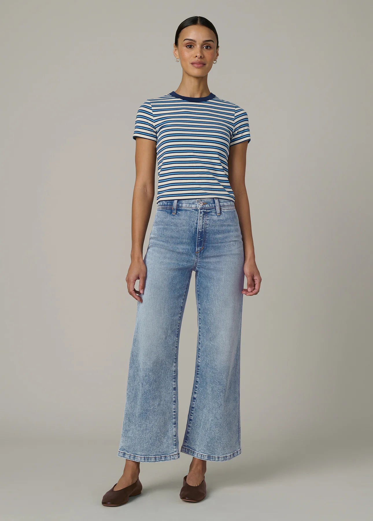 The Baby Tee - Ecru/Azure Stripe
