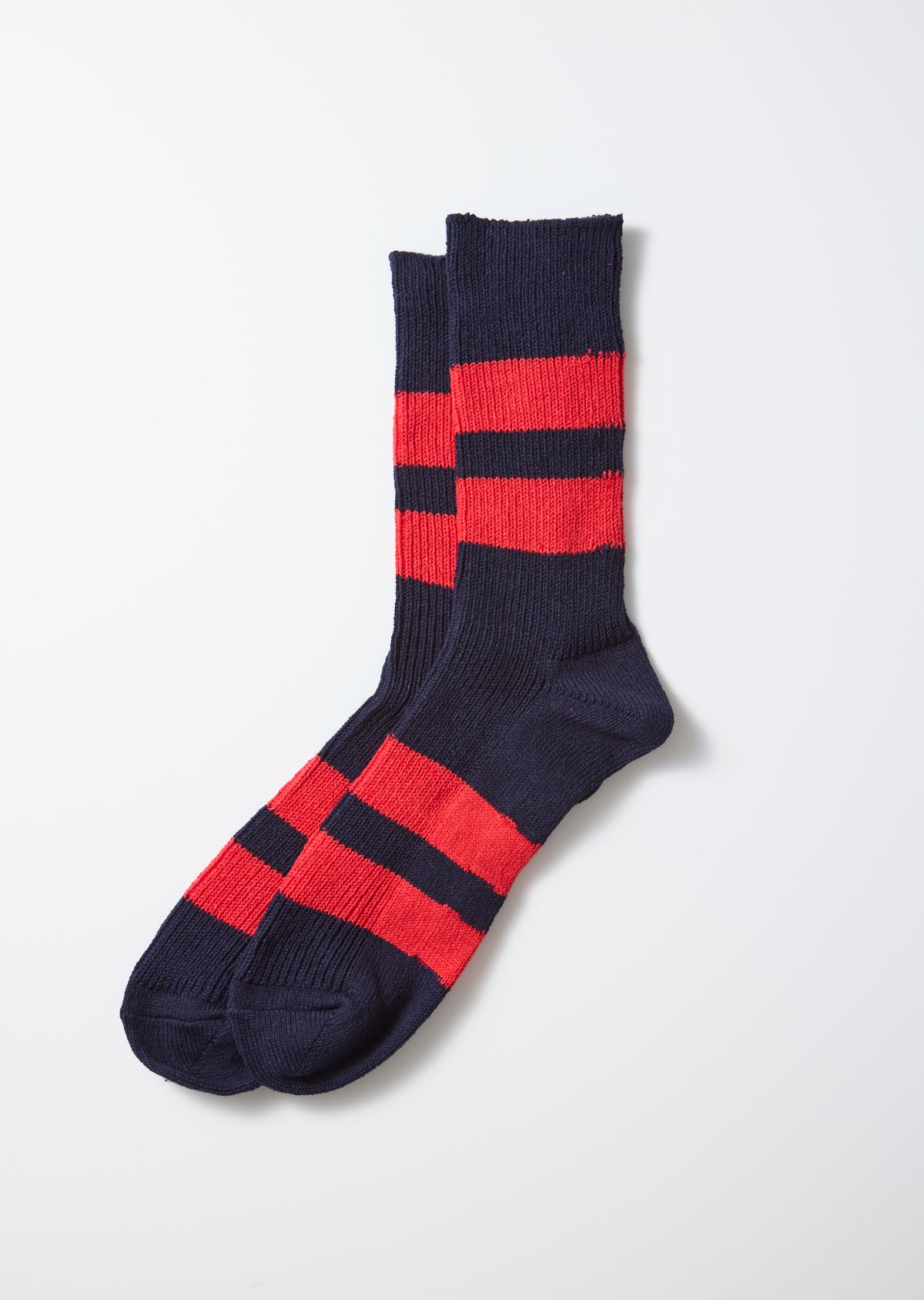 Recycled Cotton Stripe Socks - Navy/Red